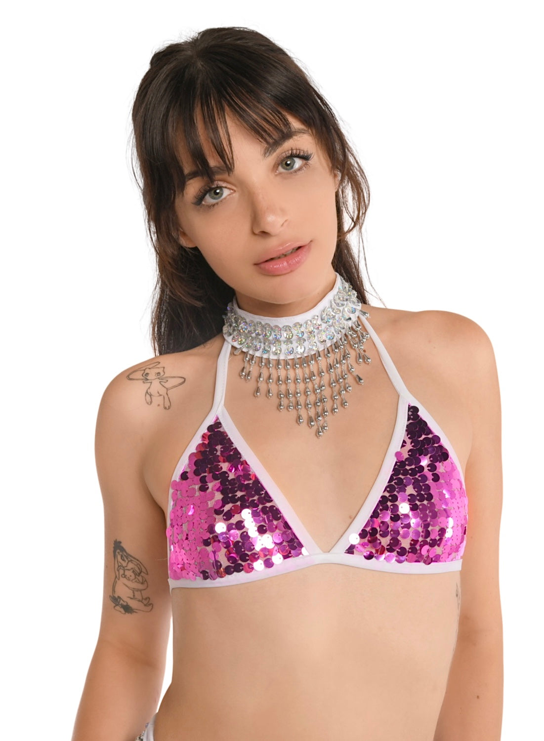 Magenta Sequin Triangle Top