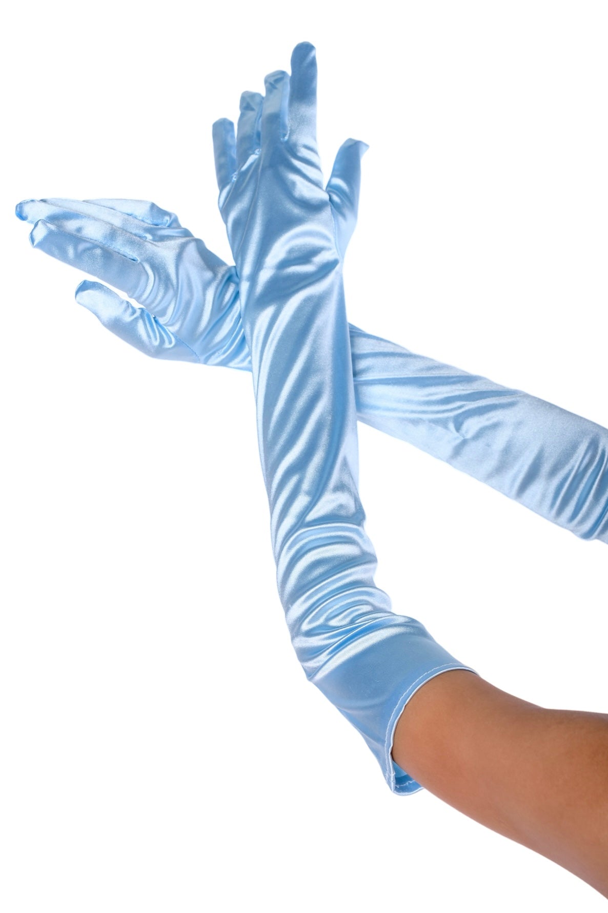 Baby Blue Satin Hand Gloves