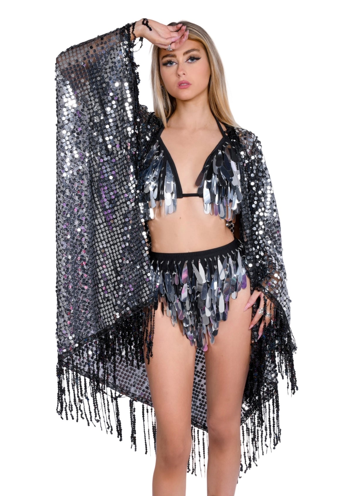 Disco Sequin Tassel Kimono - Disco Ball