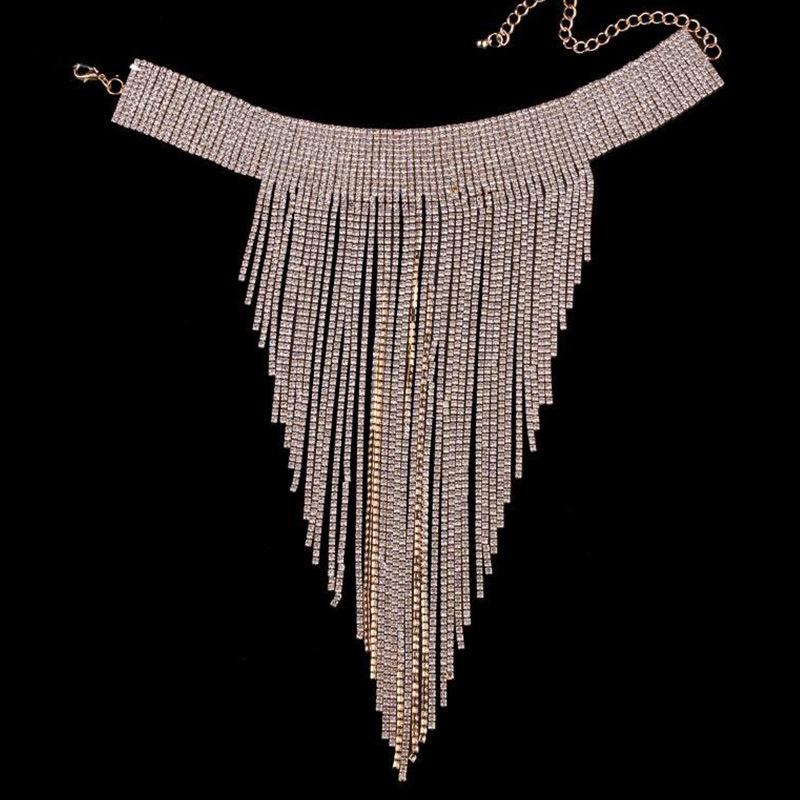 Rhinestone Crystal Tassel Necklace