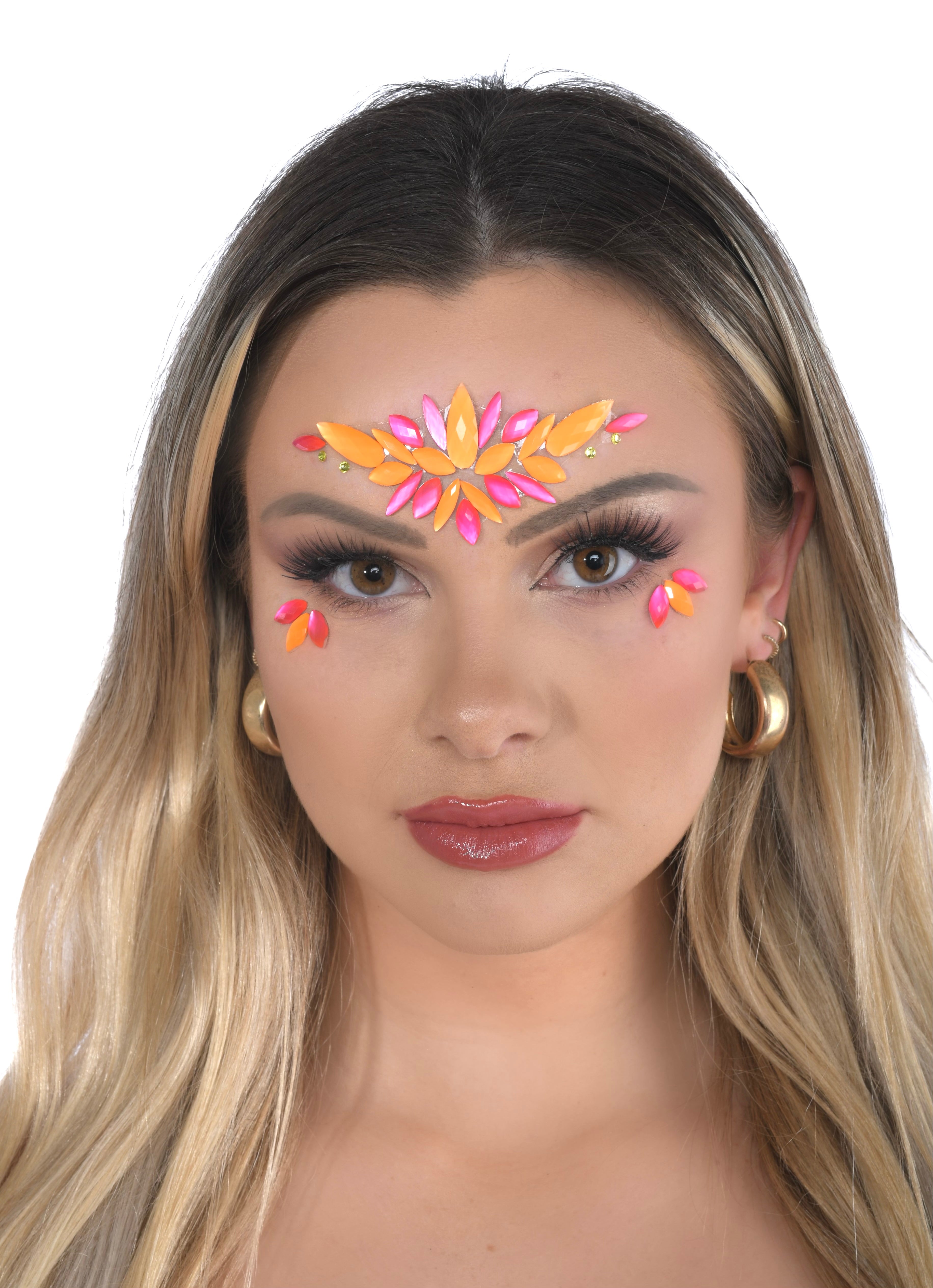 Orange Pop Rhinestone Crystal Face Jewels
