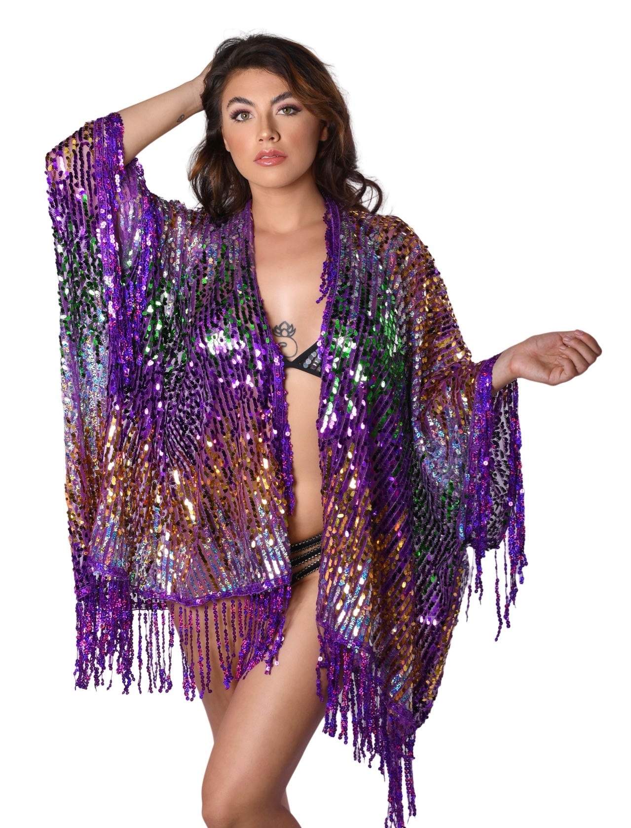 Sequin Tassel Kimono- Mermaid