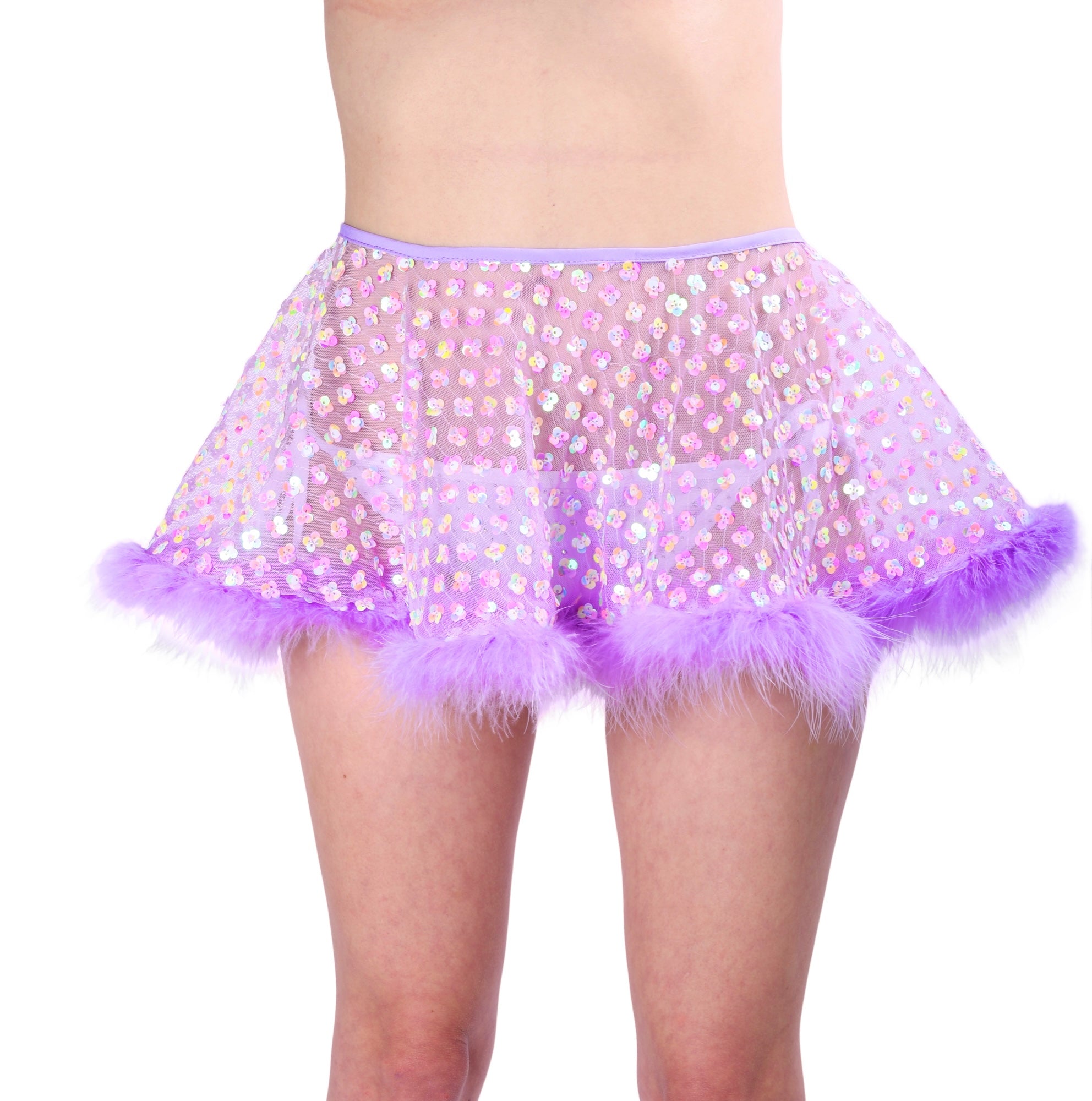 Lilac Daisy Fuzzy 3D Sequin Skirt