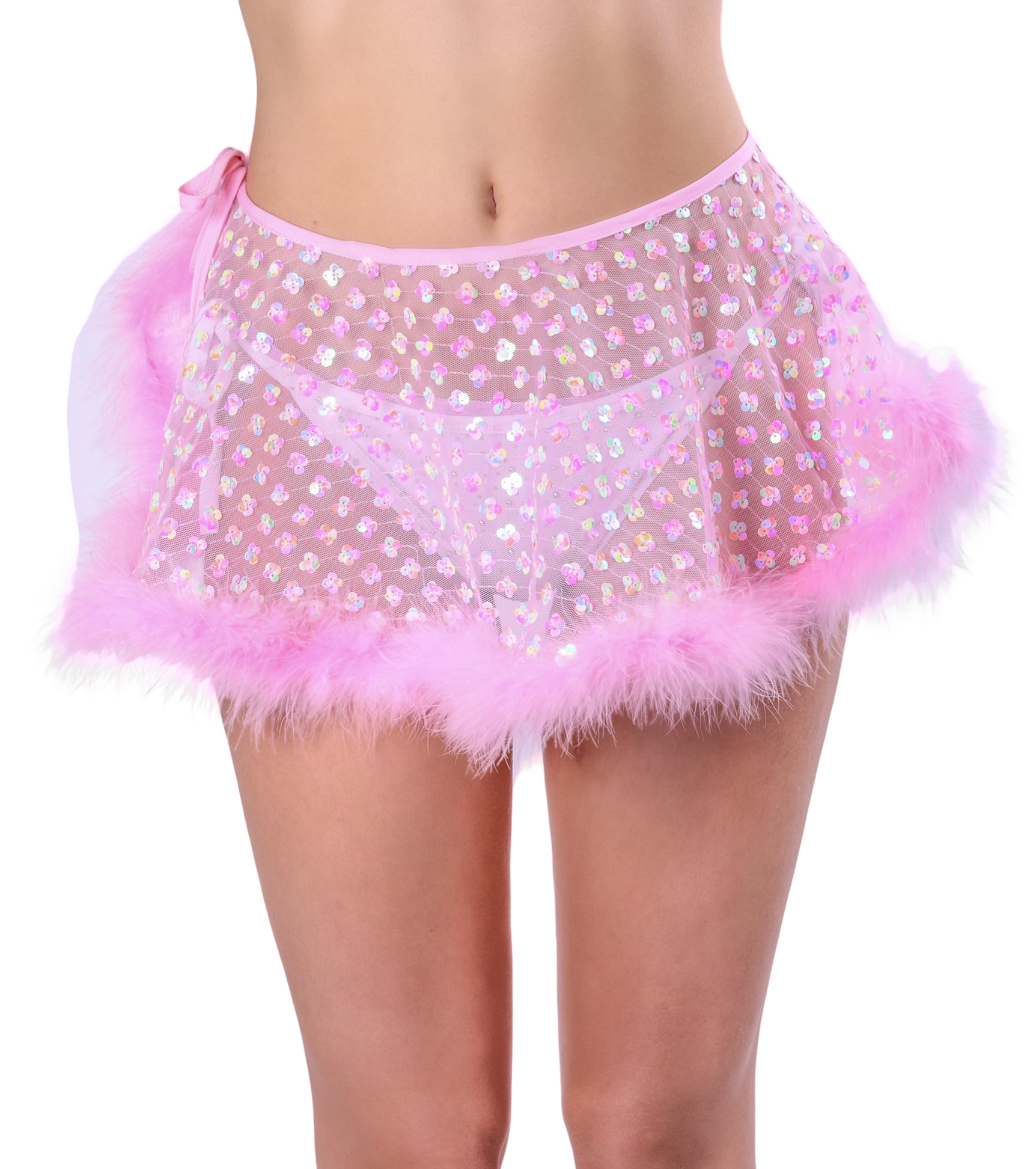 Pink Daisy Fuzzy 3D Sequin Skirt
