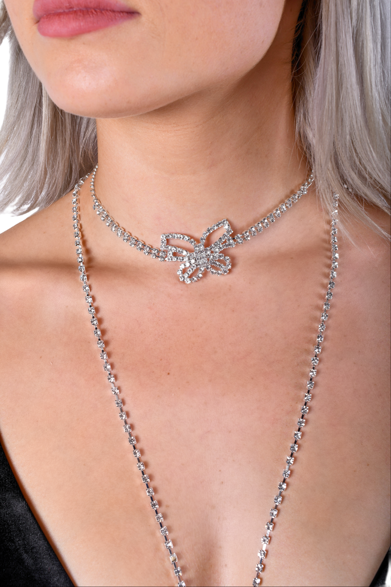 Rhinestone Butterfly Necklace