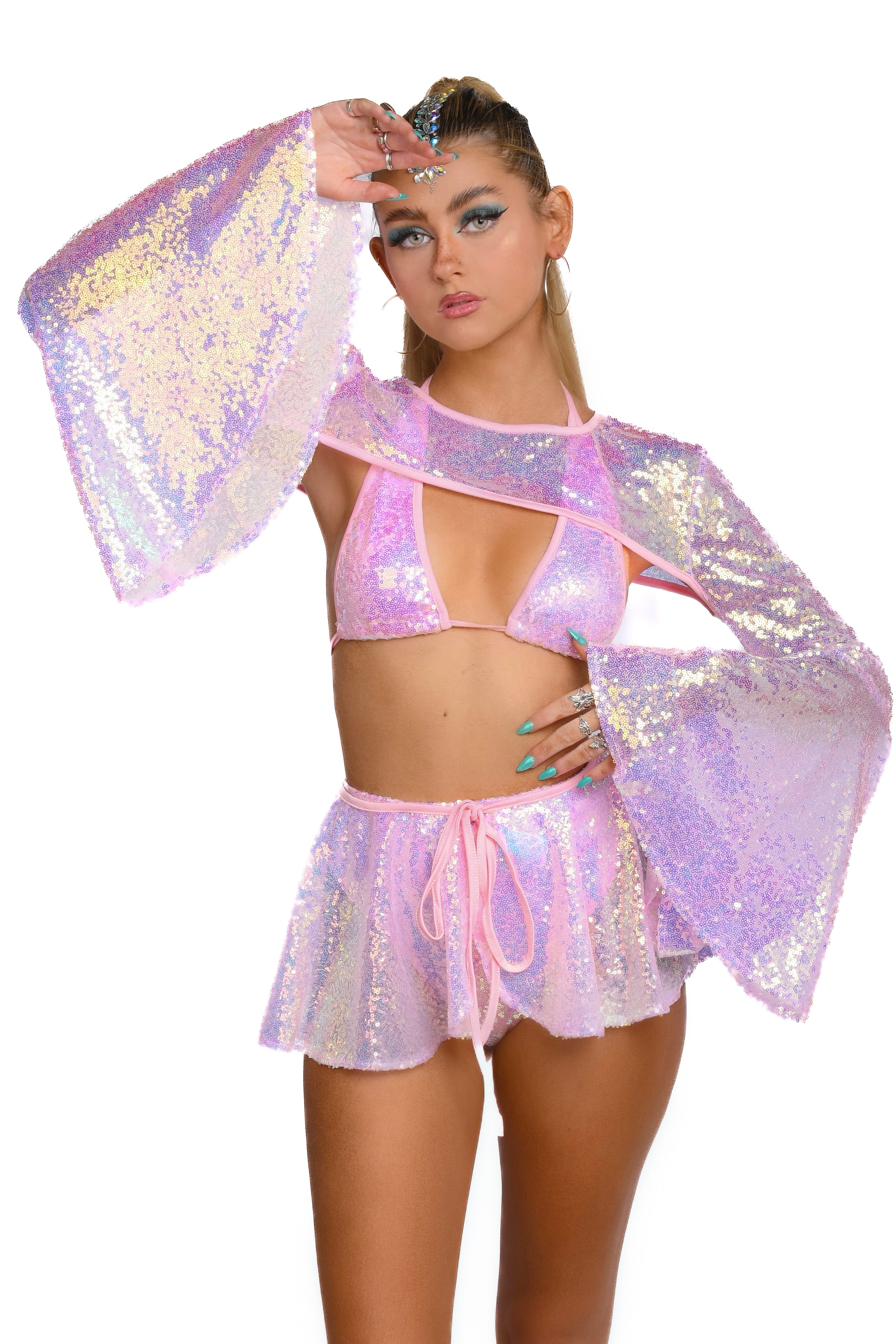 FULL OUTFIT- Cotton Candy Goddess Sequin Set (4 pcs)