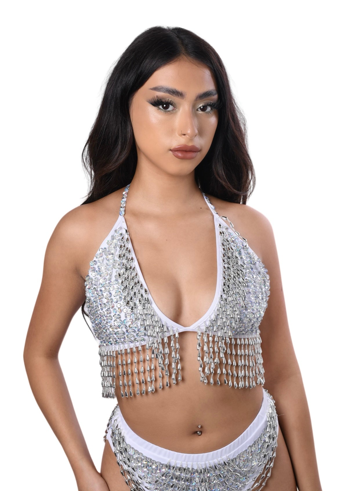Hand Stitched Sequin Bra Top - Moonlight Rave clothes,rave outfits