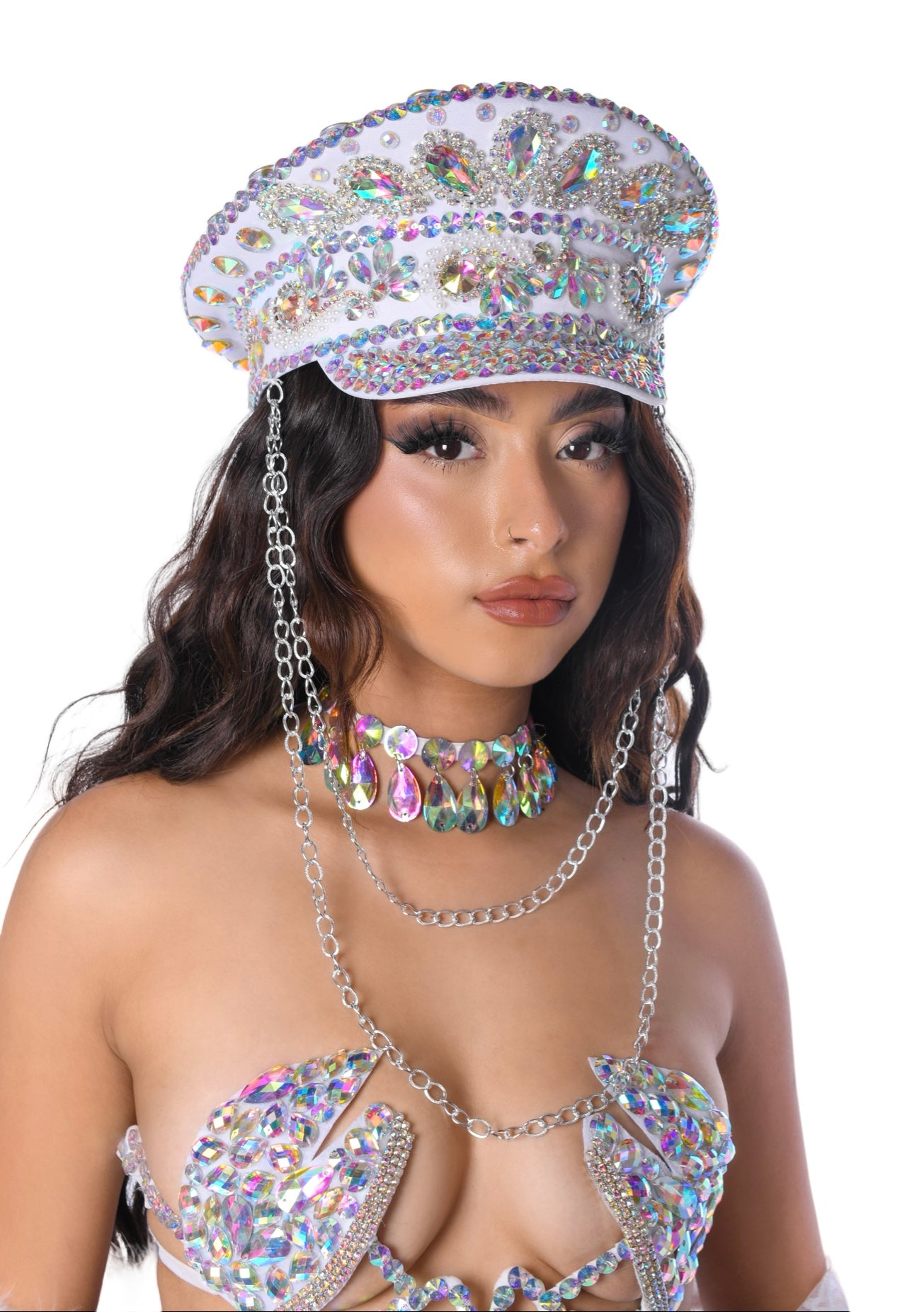 Iridescent Gem Rhinestone Festival Hat