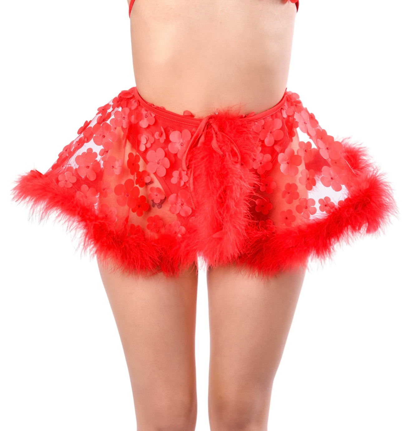 Cherry Blossom Fuzzy 3D Skirt