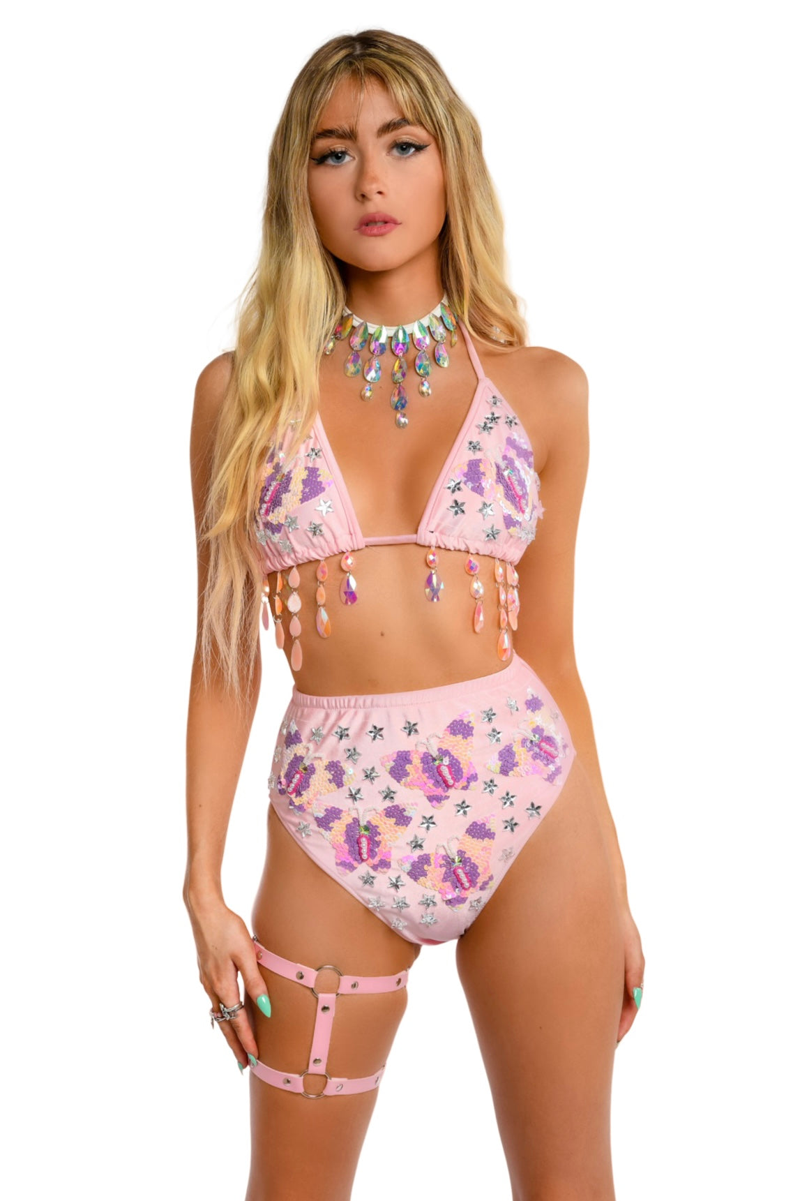 Hand Stitched Sequin Set- Pink Butterfly Dream