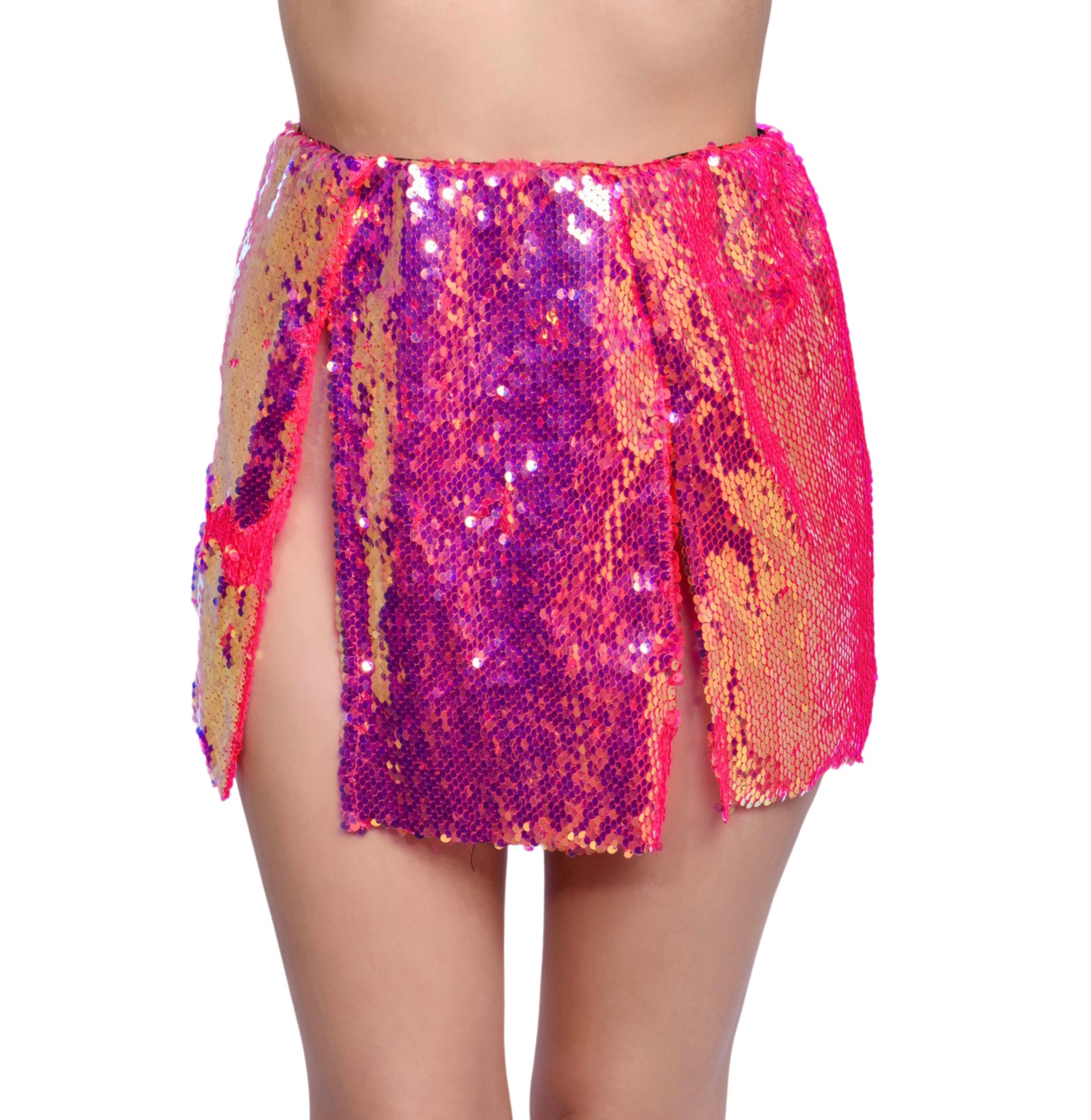 Passion Fruit Slit Sequin Skirt