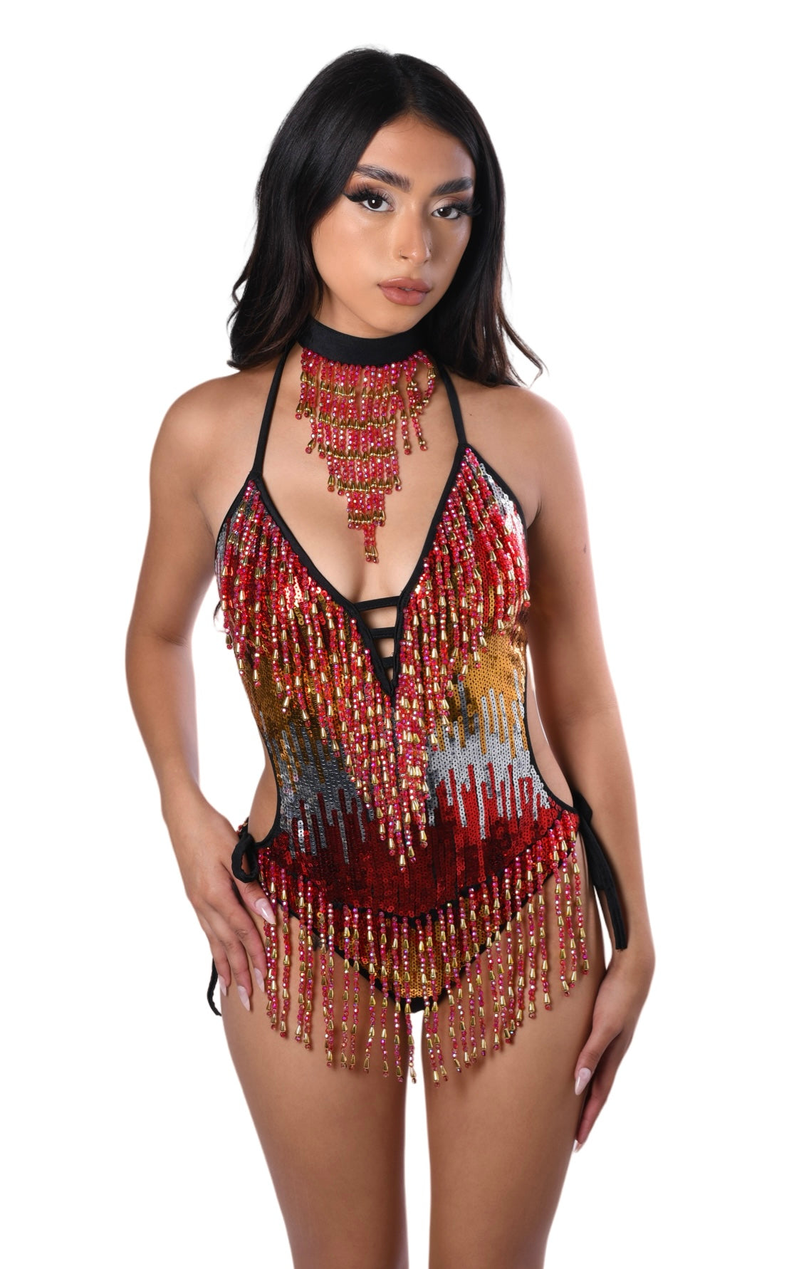 Hand Stitched Bodysuit- Scarlet