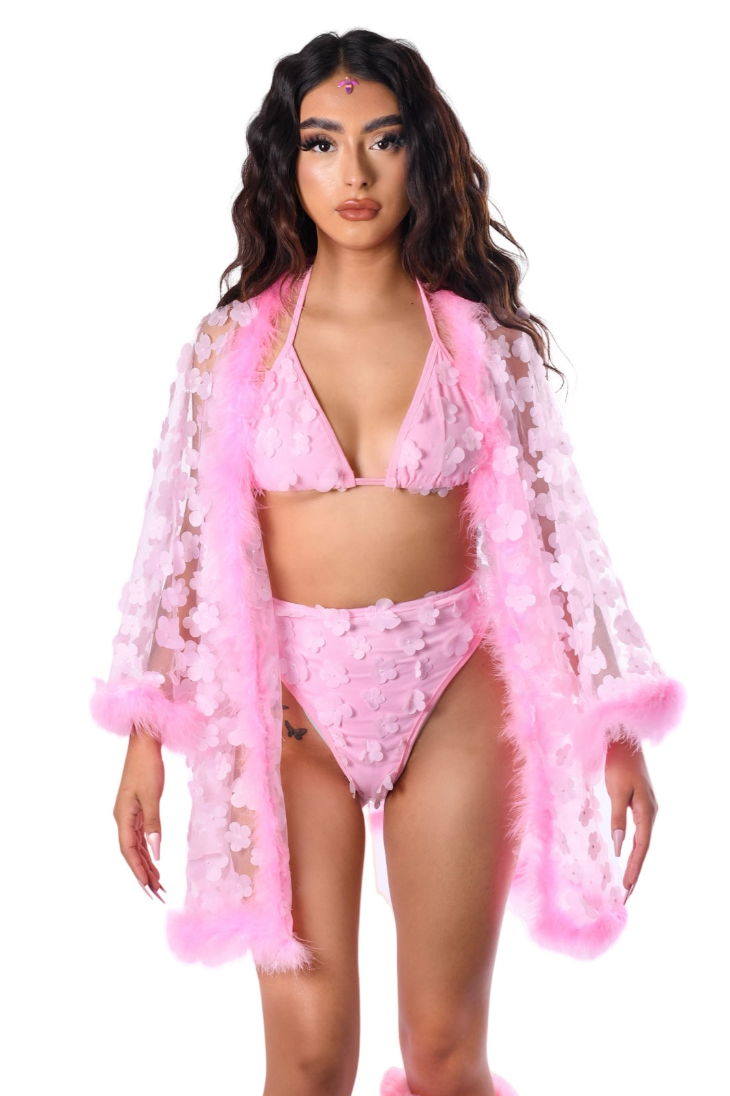 Fuzzy 3D Kimono- Cotton Candy