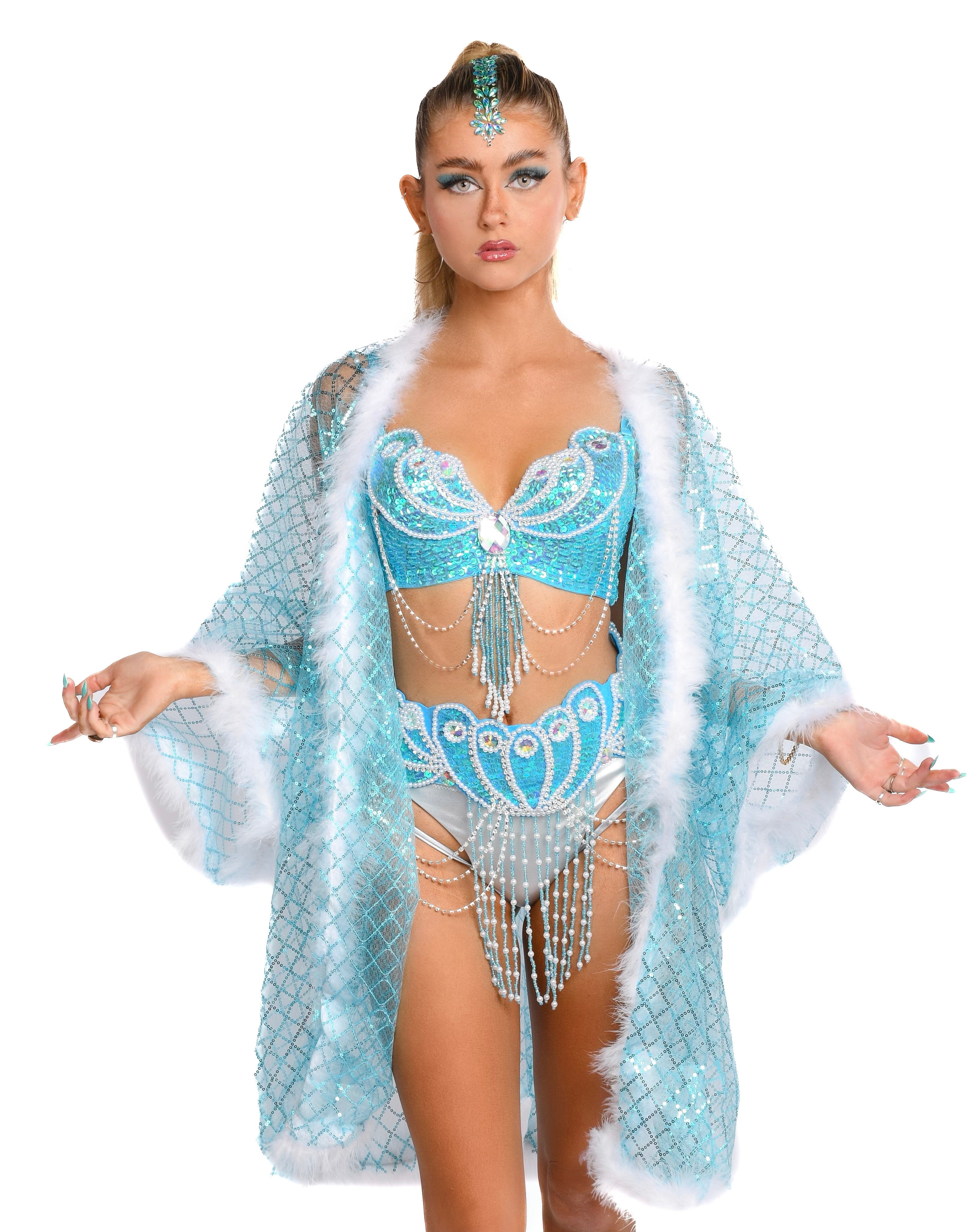 Fuzzy Kimono - Cotton Candy Blue