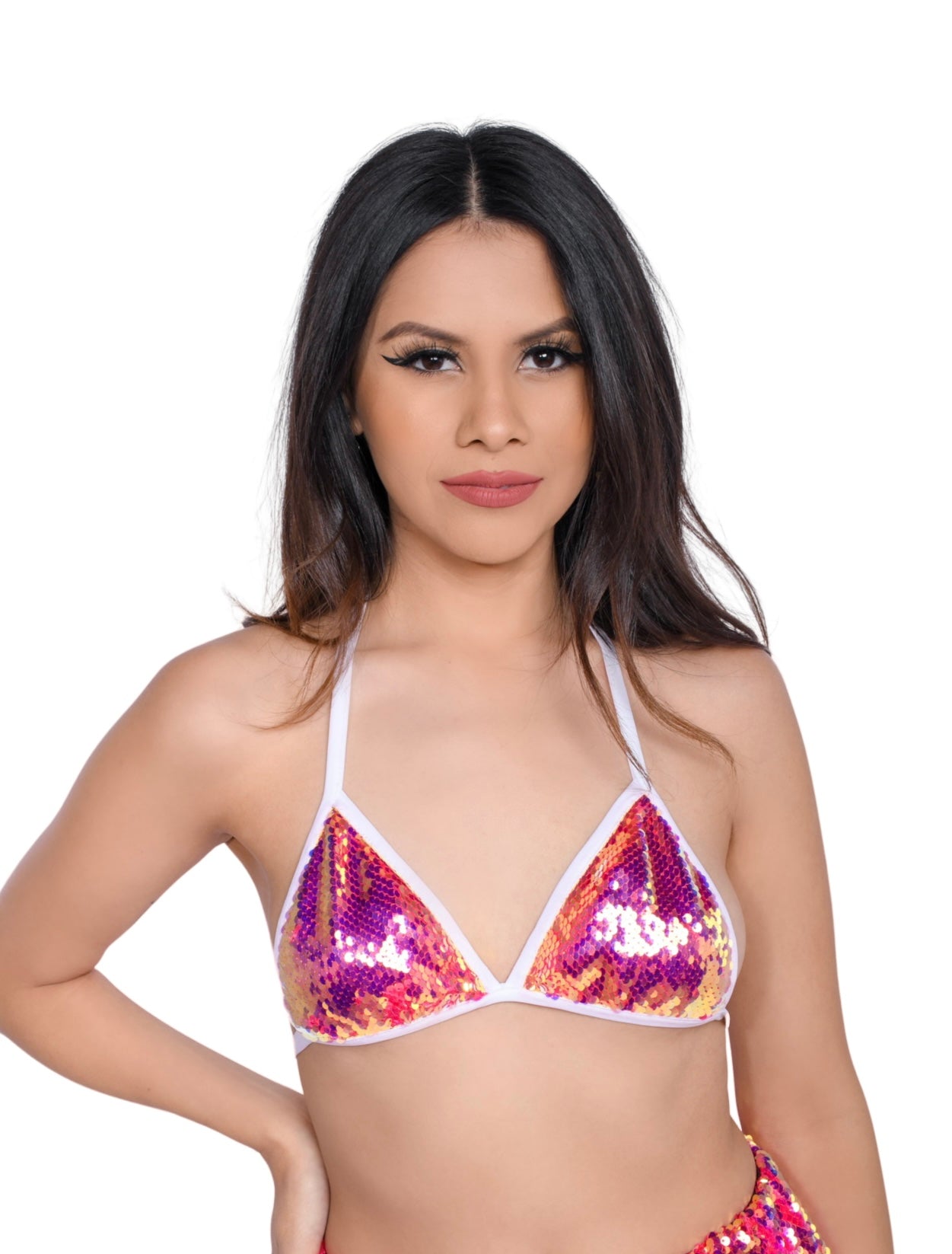 Passion Fruit Sequin Triangle Top
