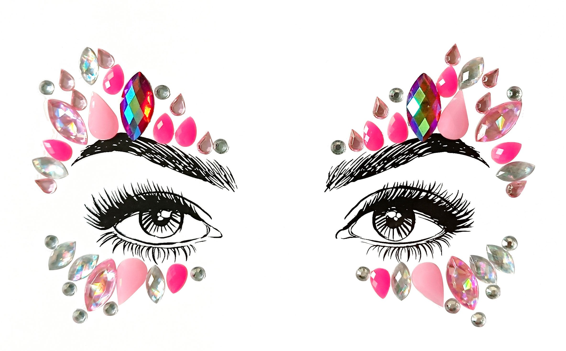 Pink Berries Rhinestone Crystal Face Jewels