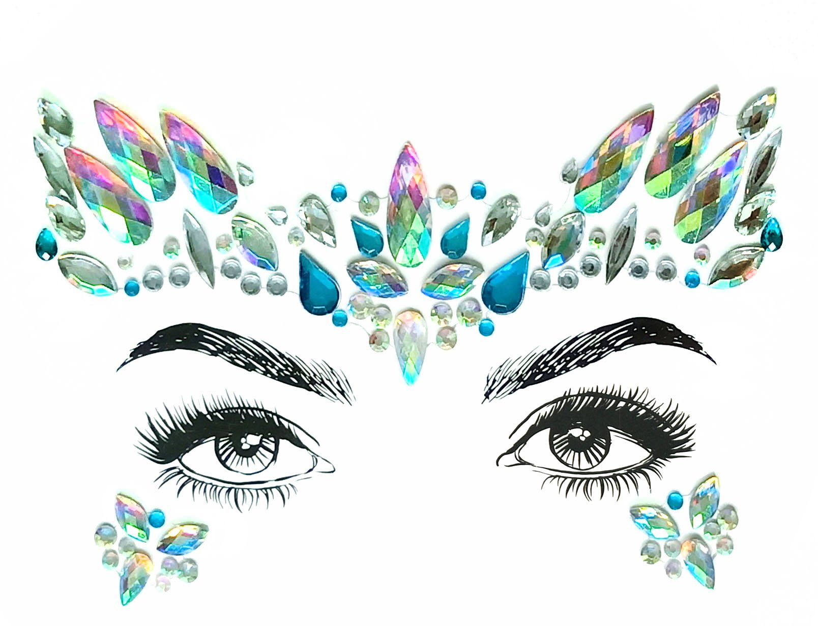 Pixie Mermaid Rhinestone Crystal Face Jewels