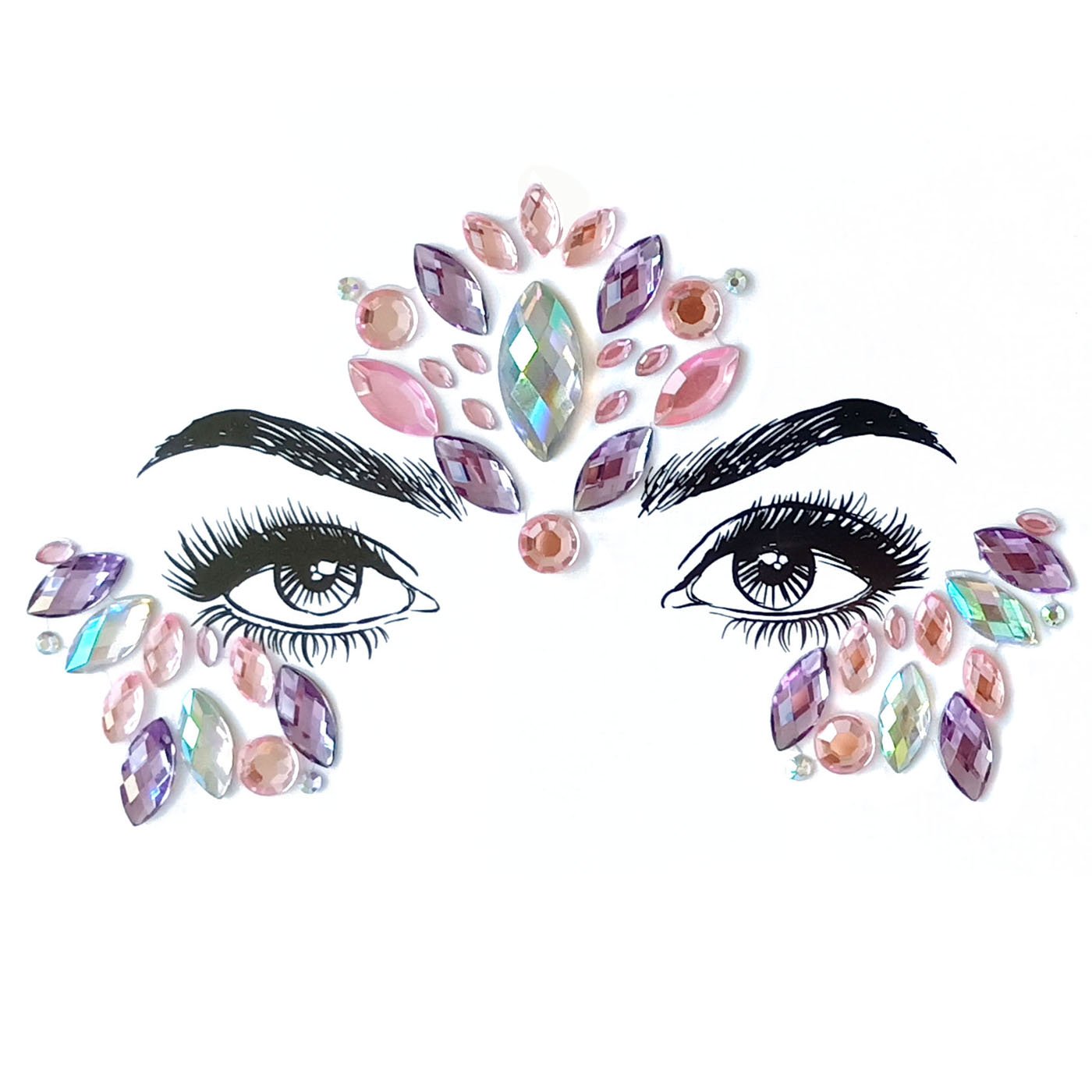 Pink Cloud Rhinestone Crystal Face Jewels