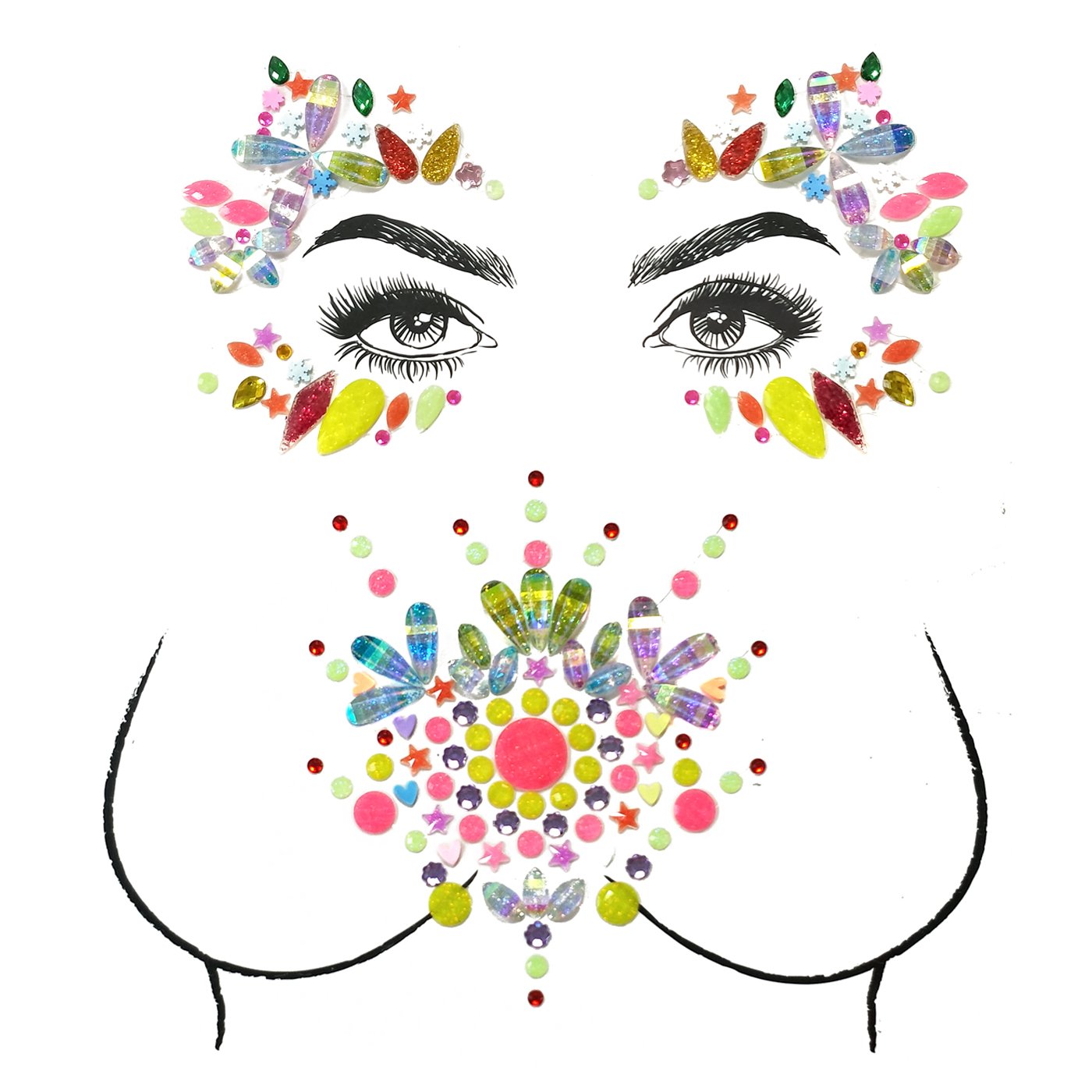 Rhinestone Crystal Face & Body Jewels Set