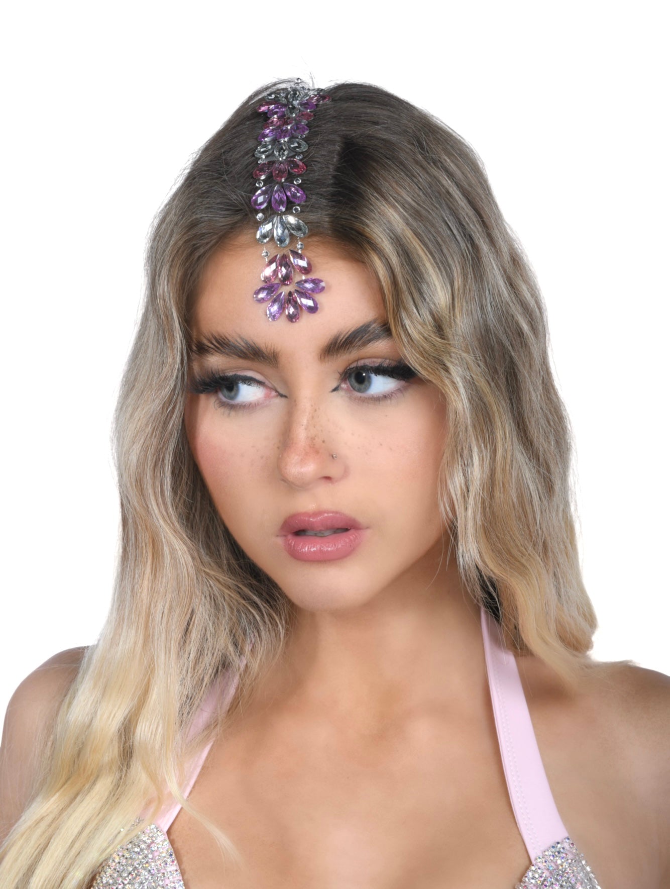 Pink Silver Hair Gem