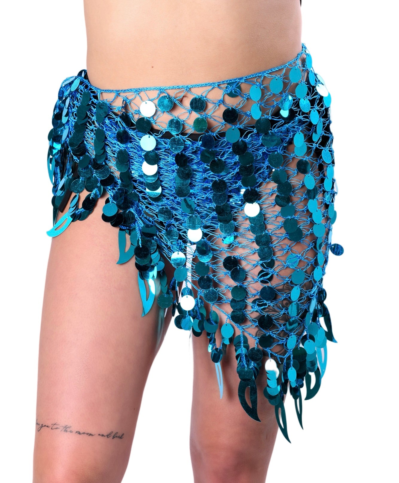 Aqua Sequin Wrap Skirt