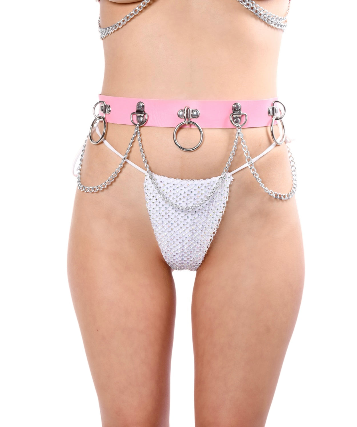 Pink Vegan Leather Harness Belt