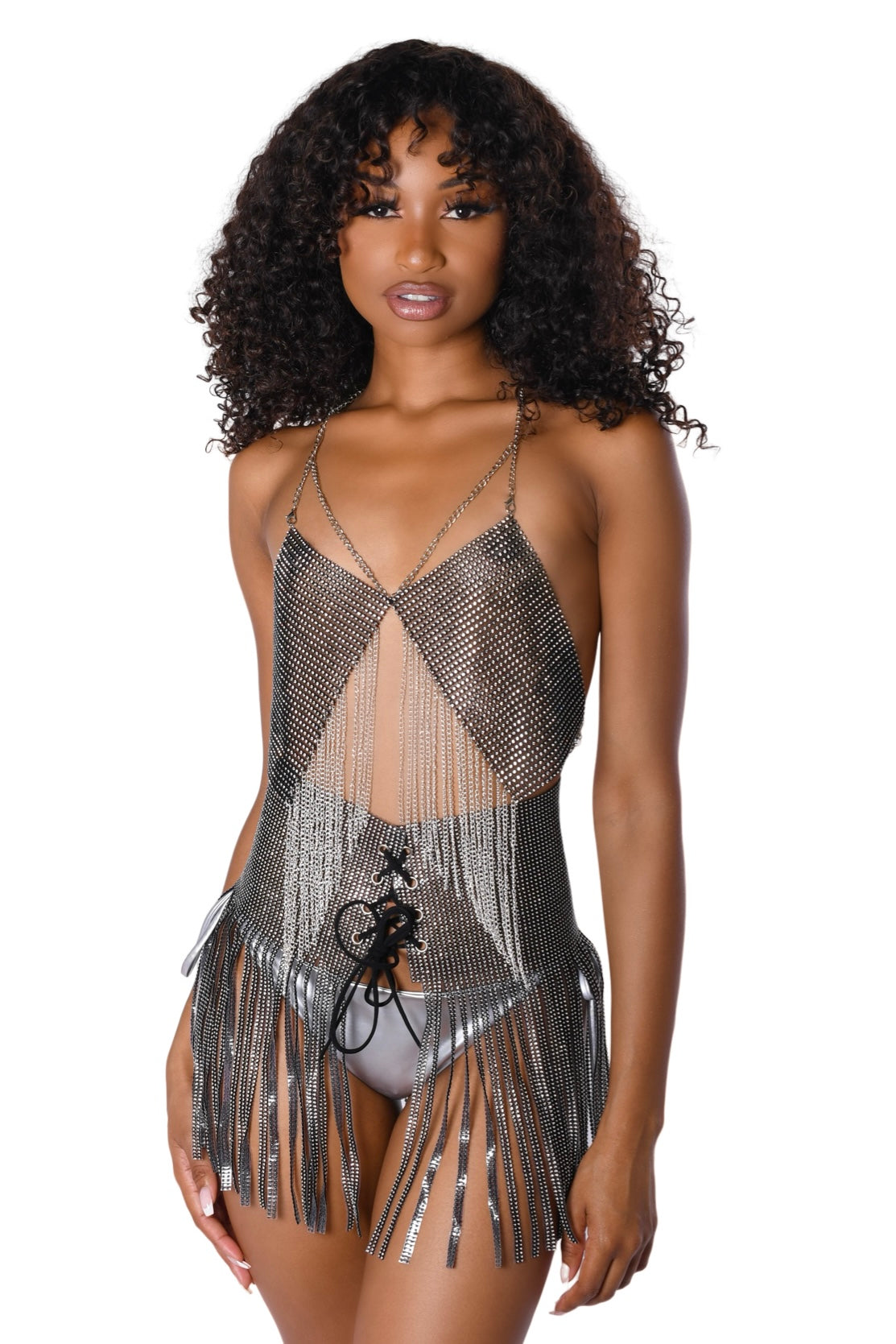 Dark Rhinestone Chain Top