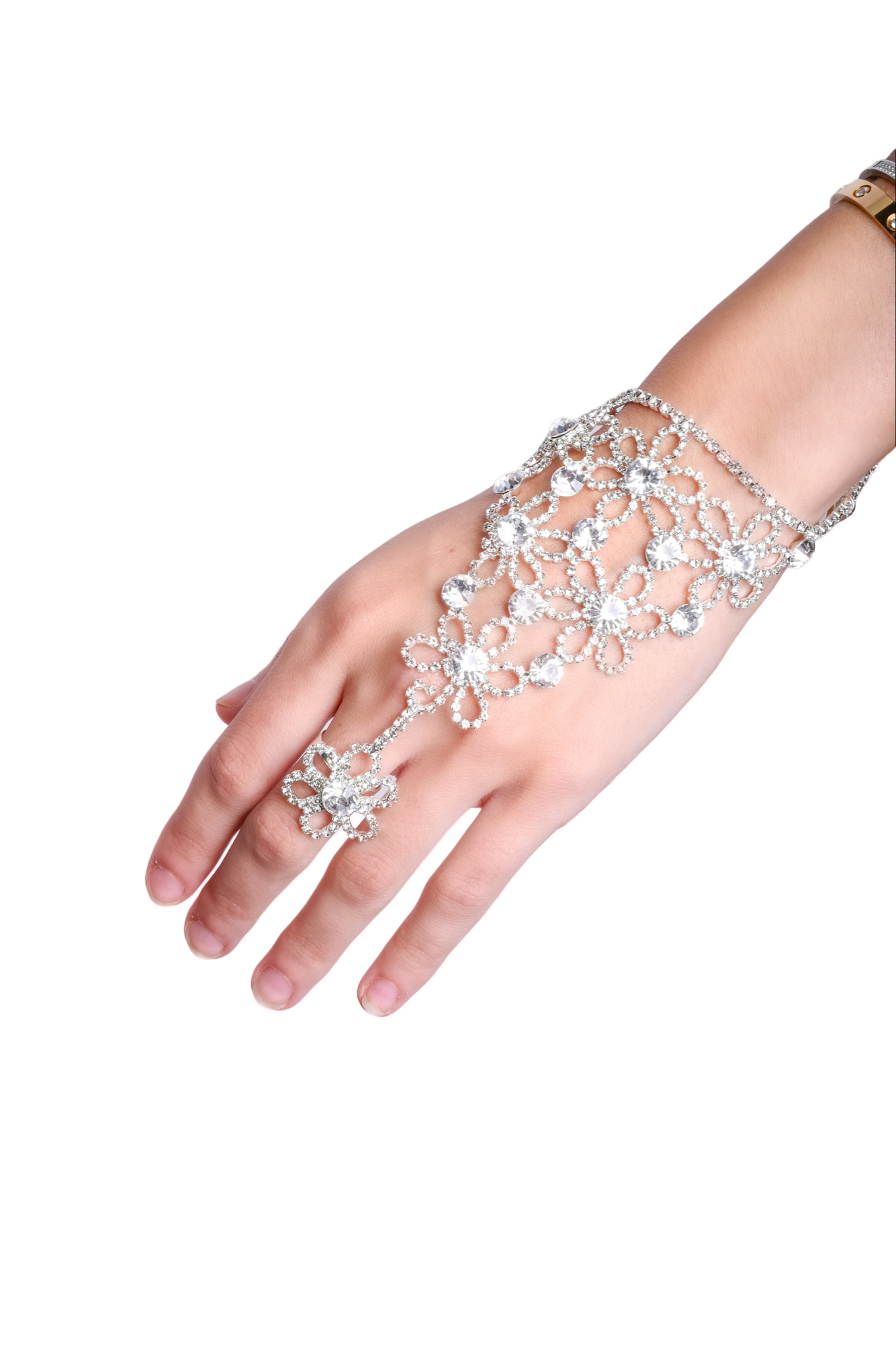 Flower Rhinestone Hand Glove