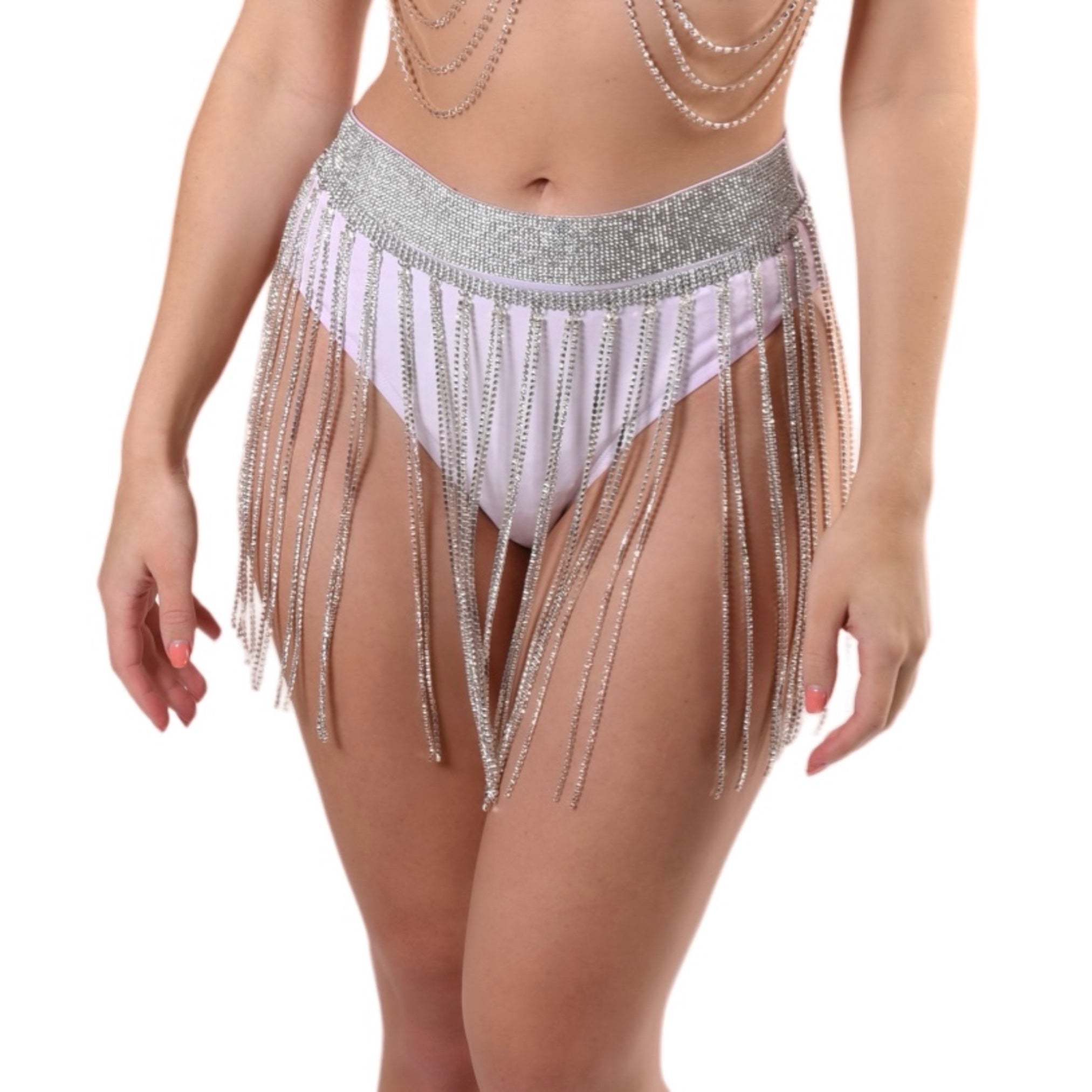 Silver Rhinestone Tassel Skirt