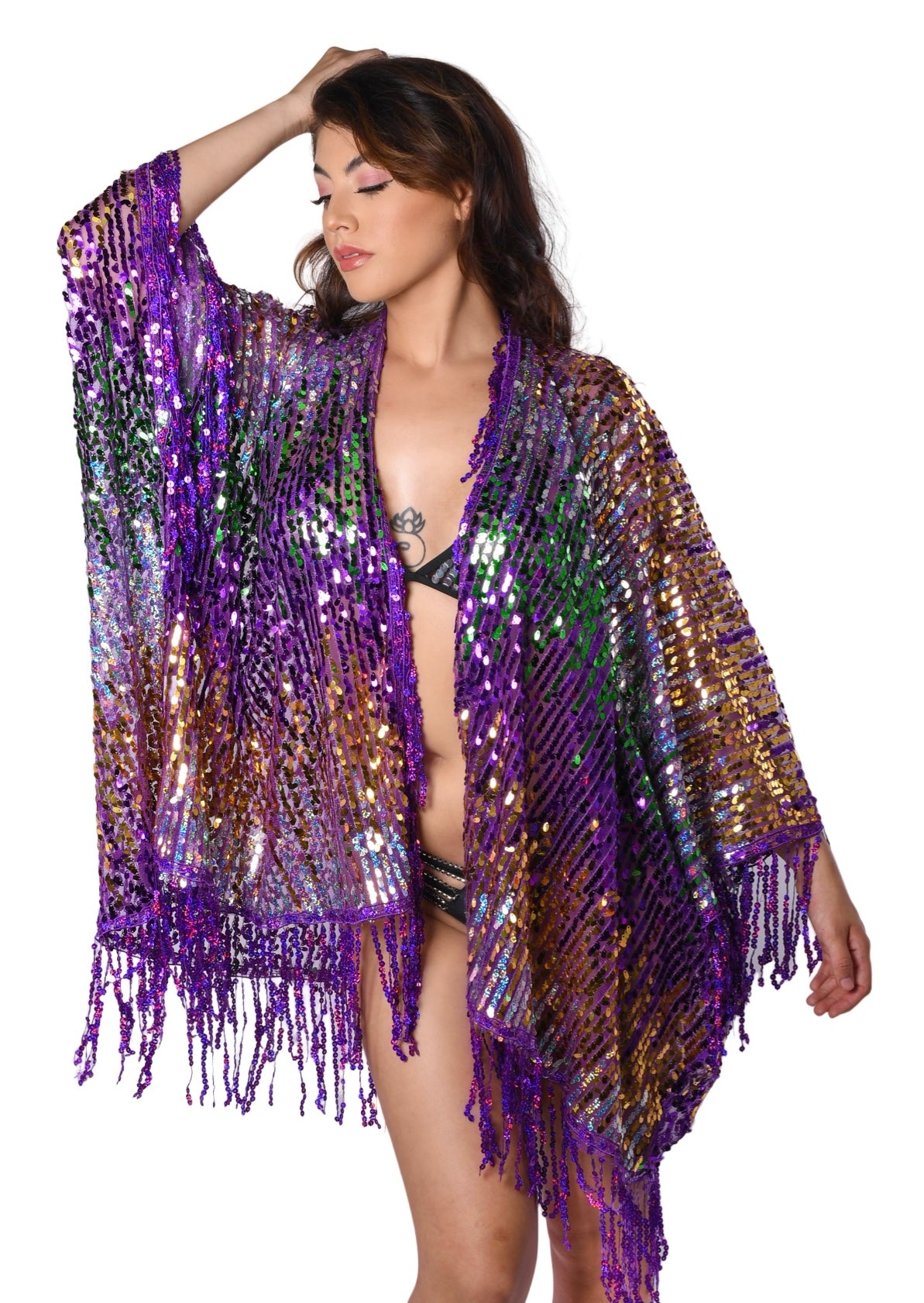 Sequin Tassel Kimono- Mermaid