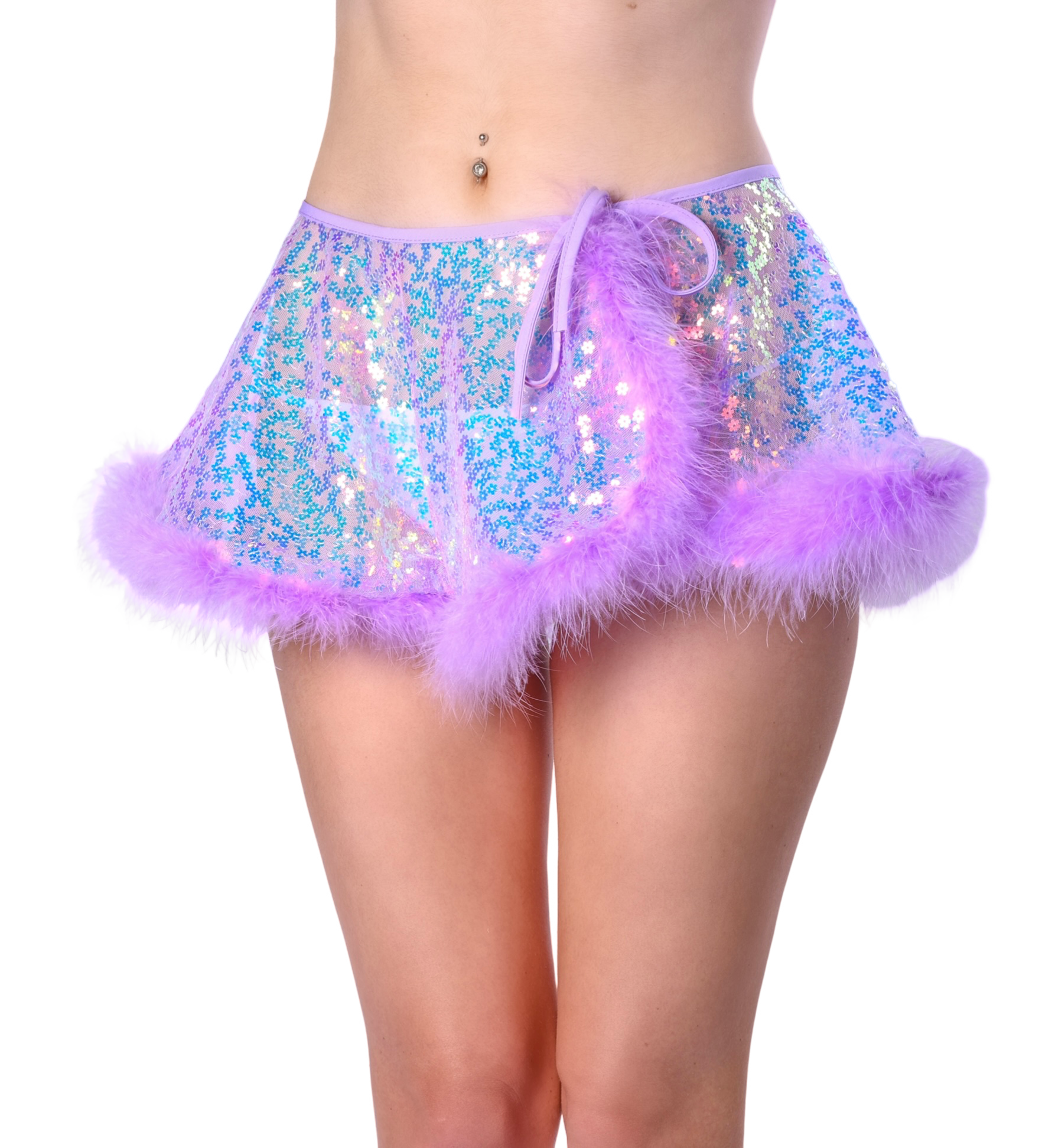 Lilac Fuzzy 3D Sequin Skirt