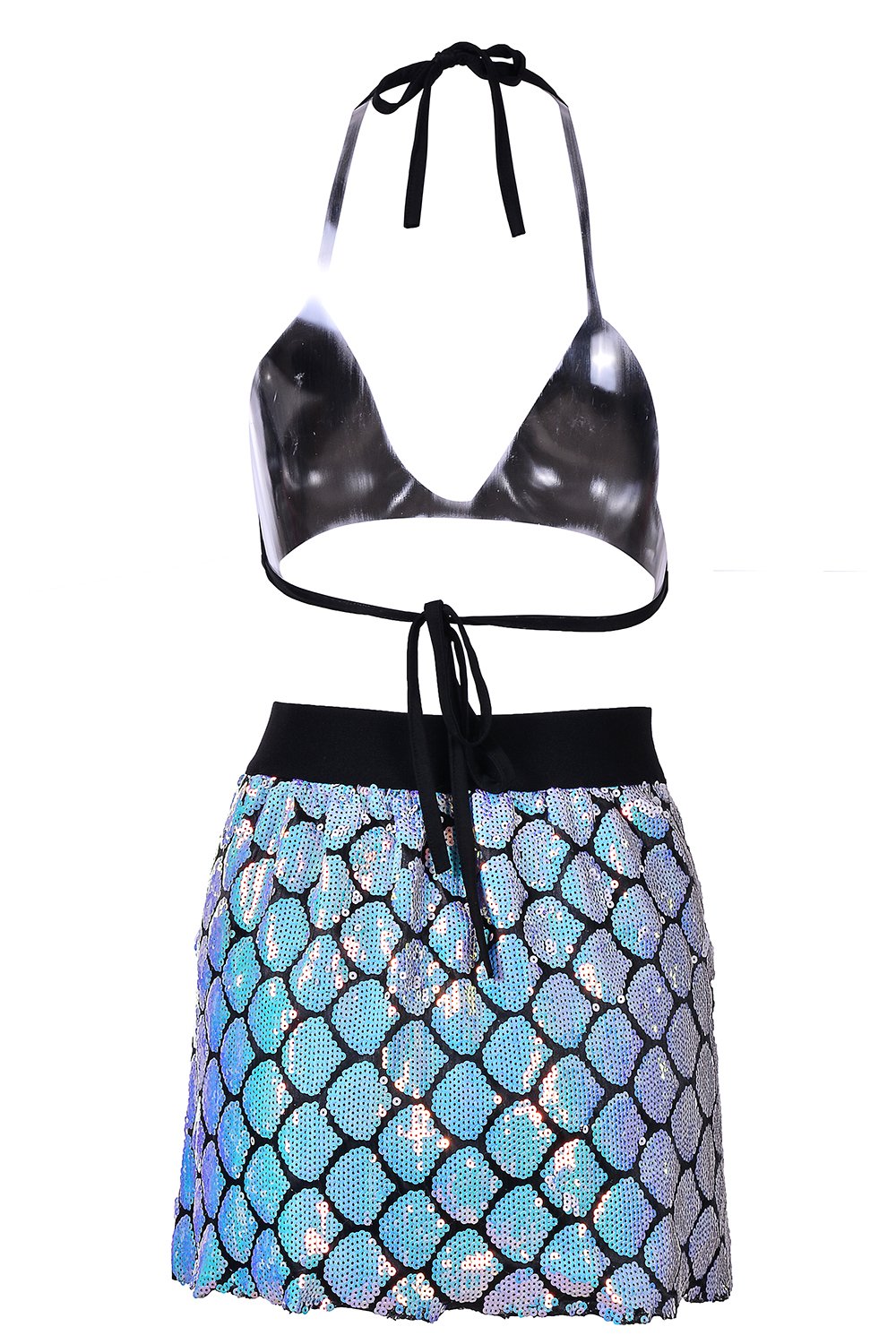 Aquamarine Queen Handcrafted Sequin Set (Top & Skirt)