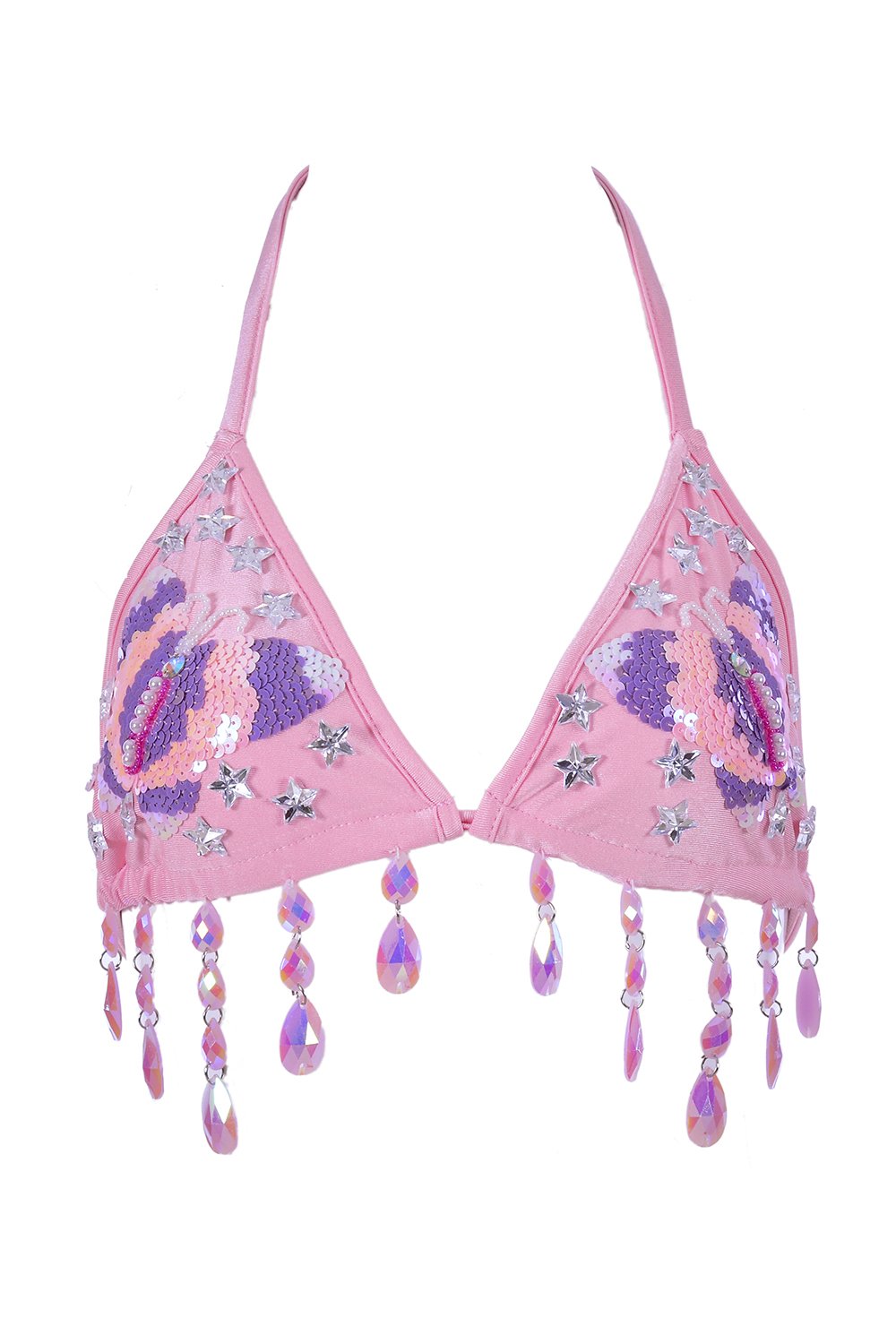 Hand Stitched Sequin Top- Pink Butterfly Dream