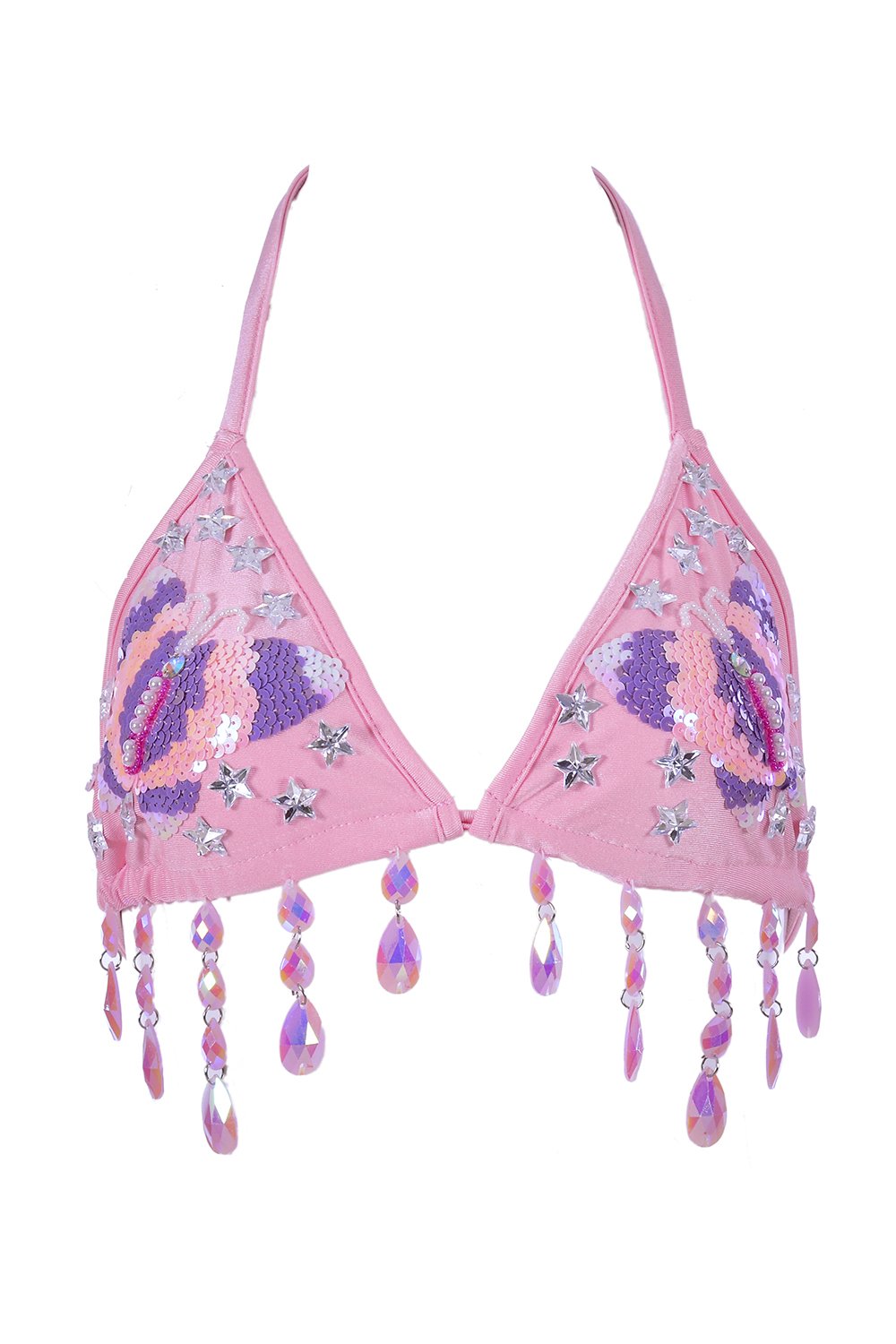 Hand Stitched Sequin Top- Pink Butterfly Dream