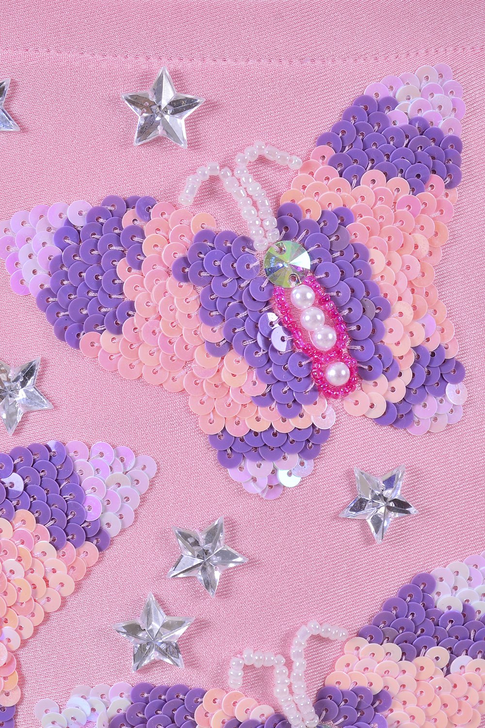 Hand Stitched Sequin Top- Pink Butterfly Dream