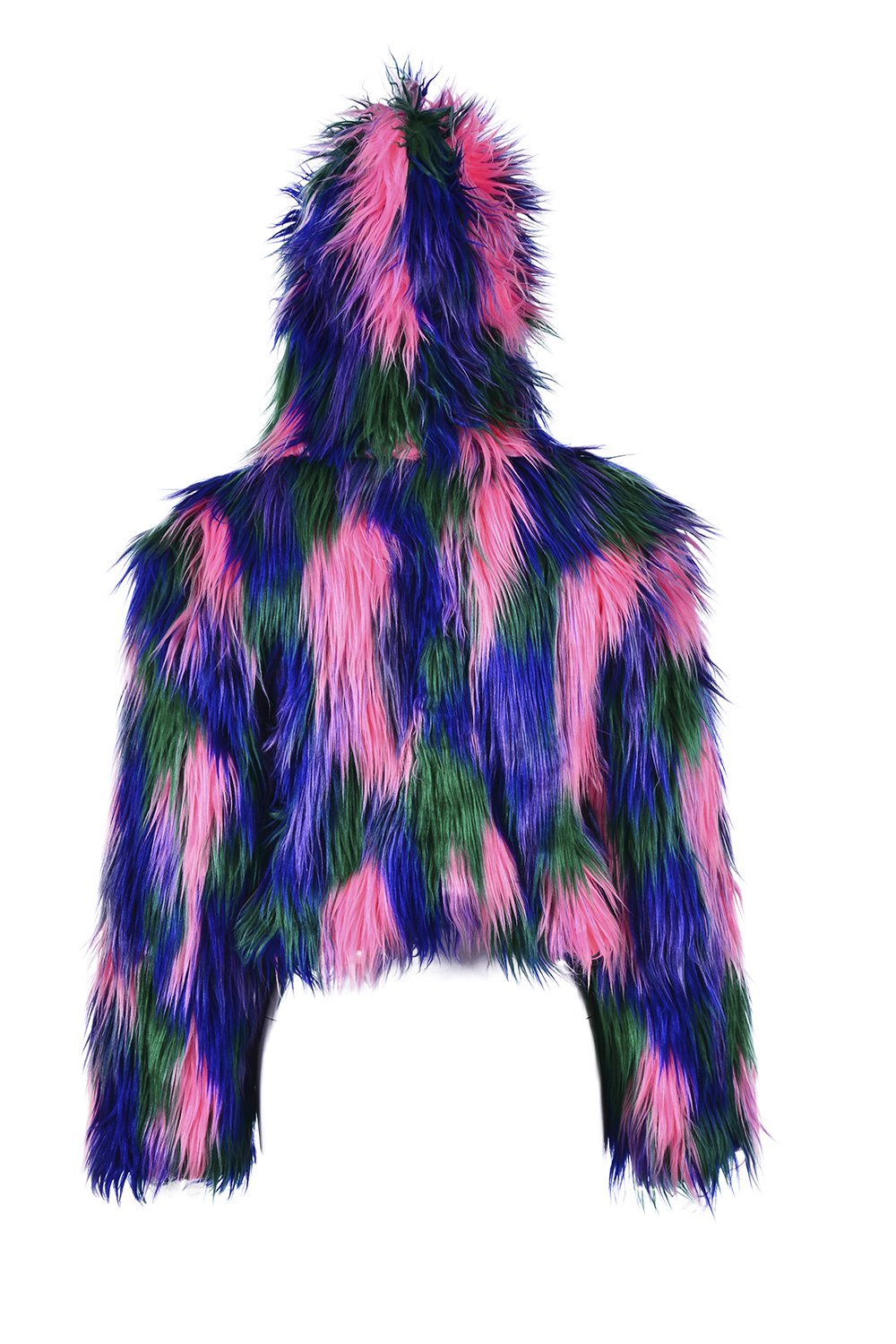 Disco Cropped Fur Jacket - Electric Jungle