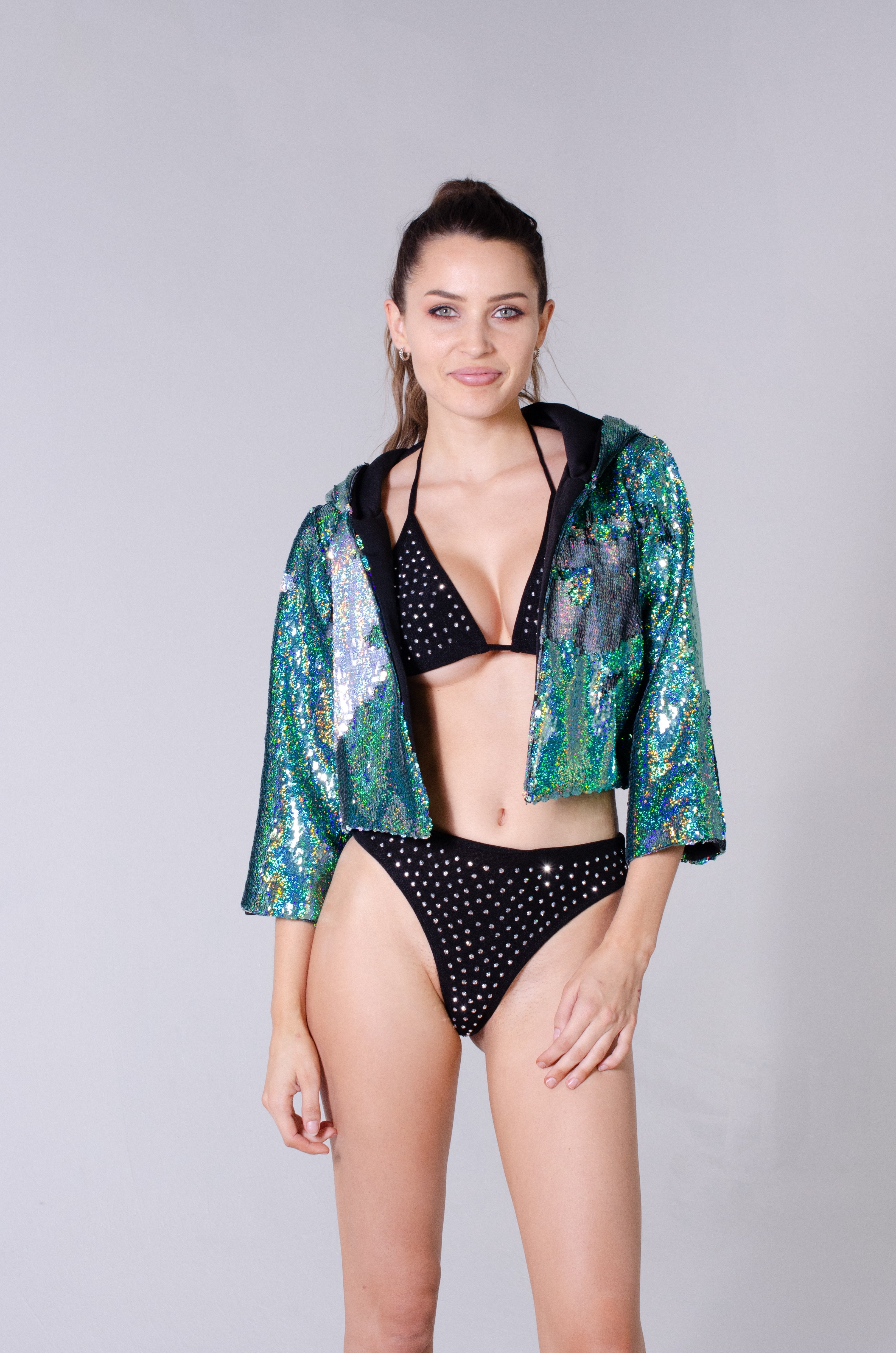Sequin Cropped Jacket - Sparkle River