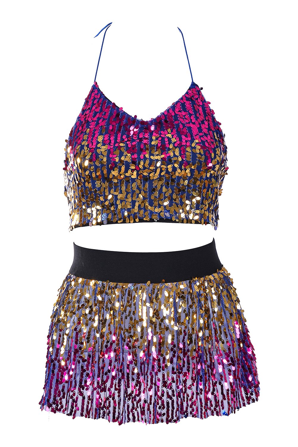 Deep Ocean Sequin Set (Top & Skirt)