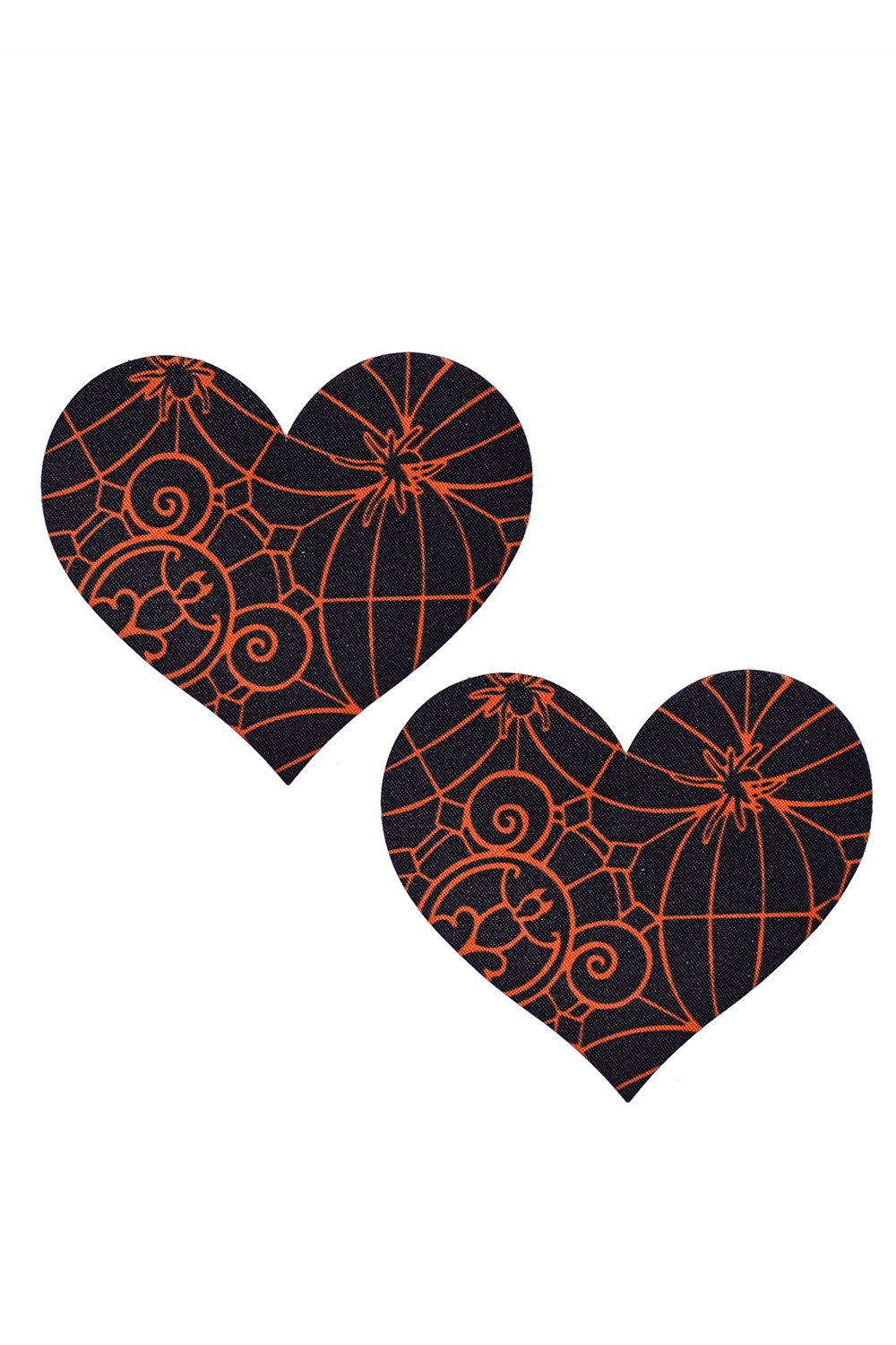 Orange Spider Net Heart Pasties