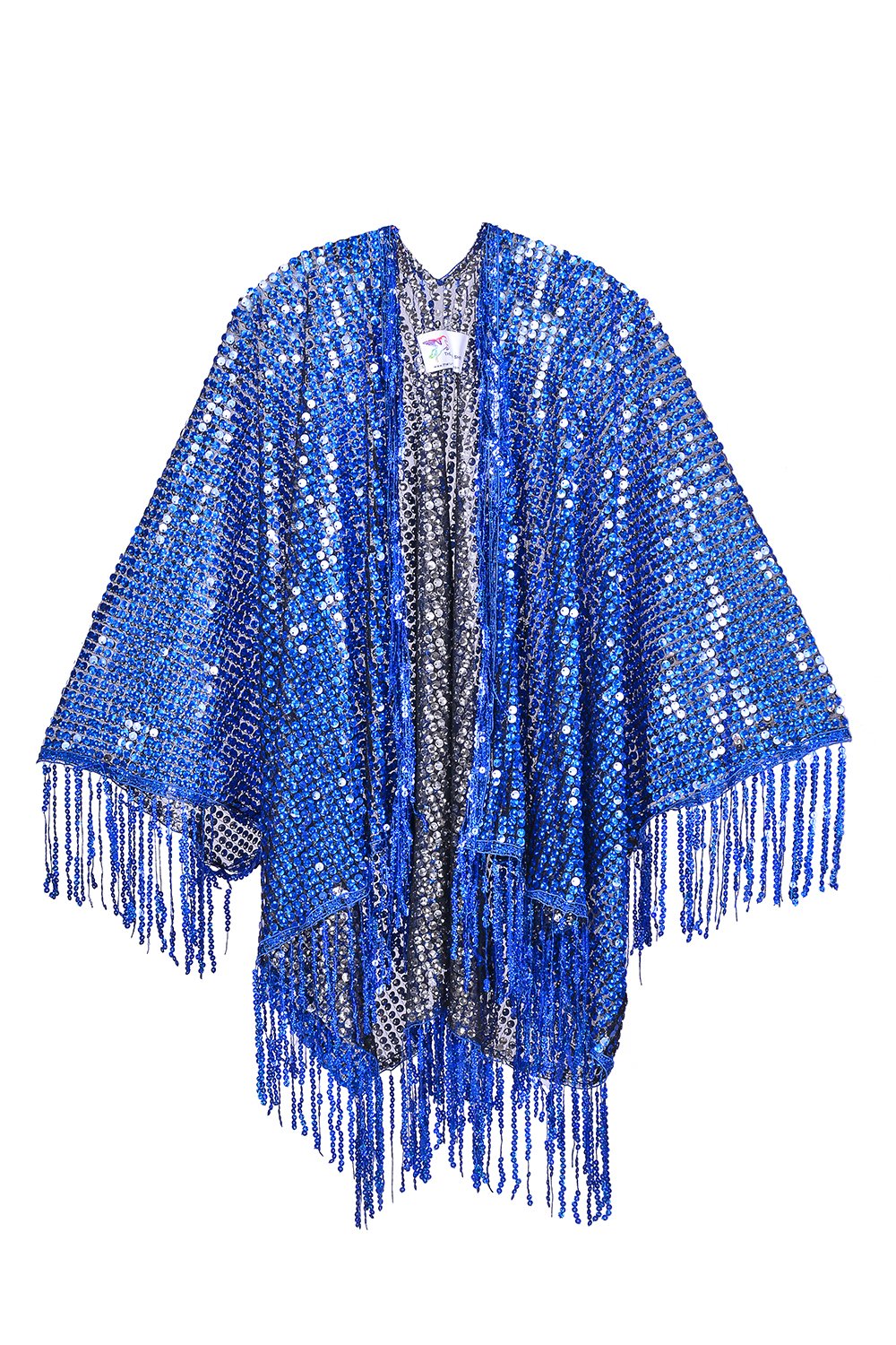 Disco Sequin Tassel Kimono - Deep Ocean