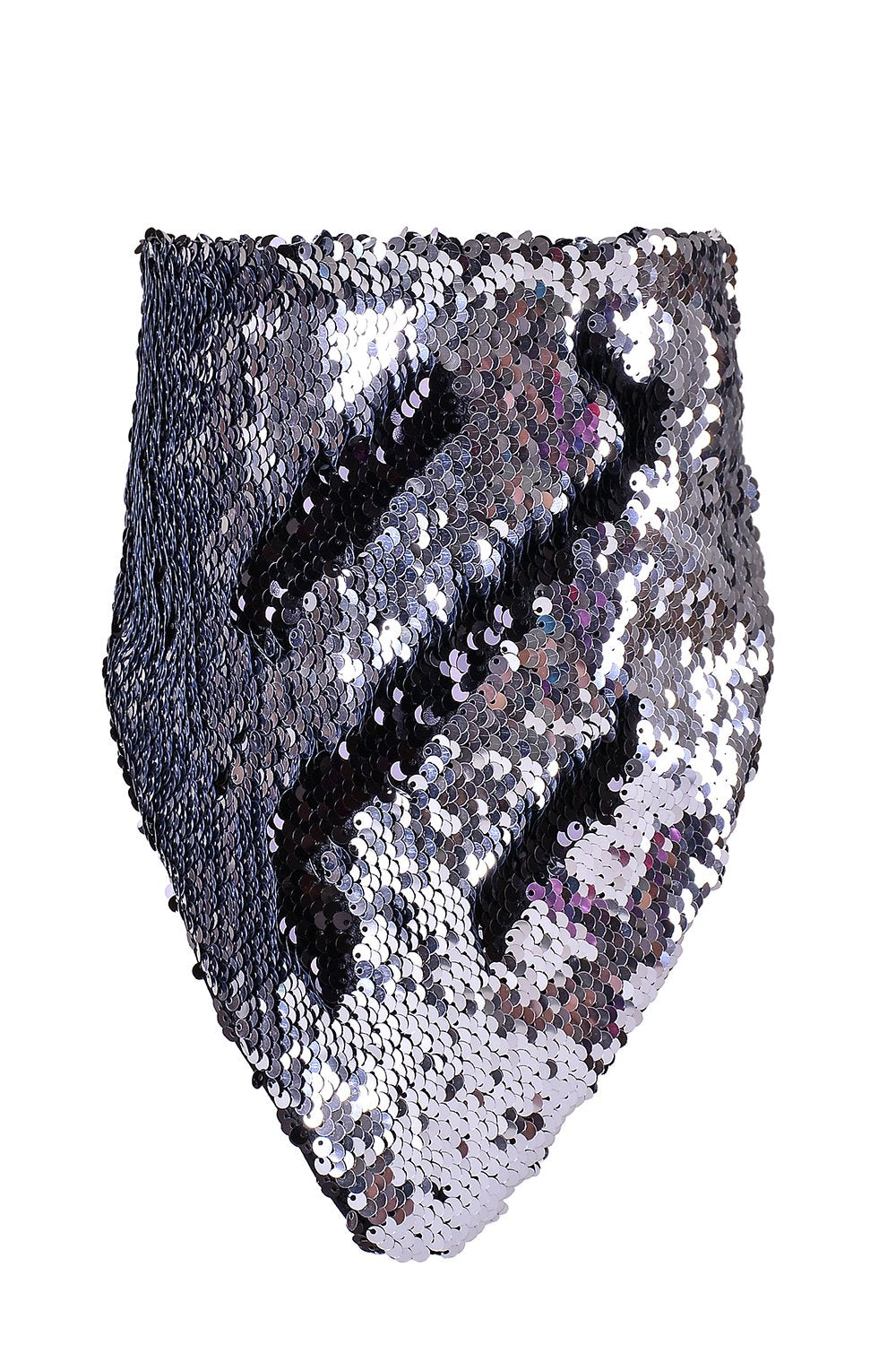 Reversible Sequin Bandana & Face Mask - Silver & Black