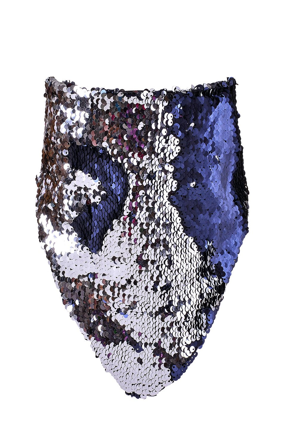 Reversible Sequin Bandana & Face Mask - Cobalt & Silver