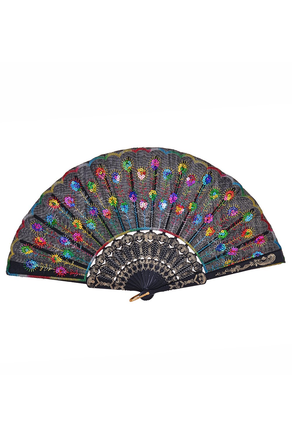 Peacock Sequin Fan - Rainbow