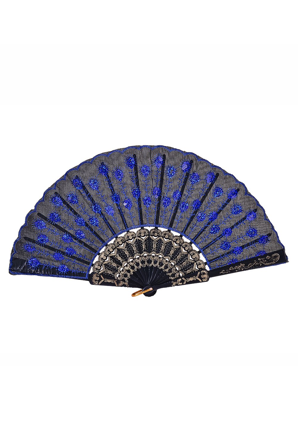 Peacock Sequin Fan - Royal Blue