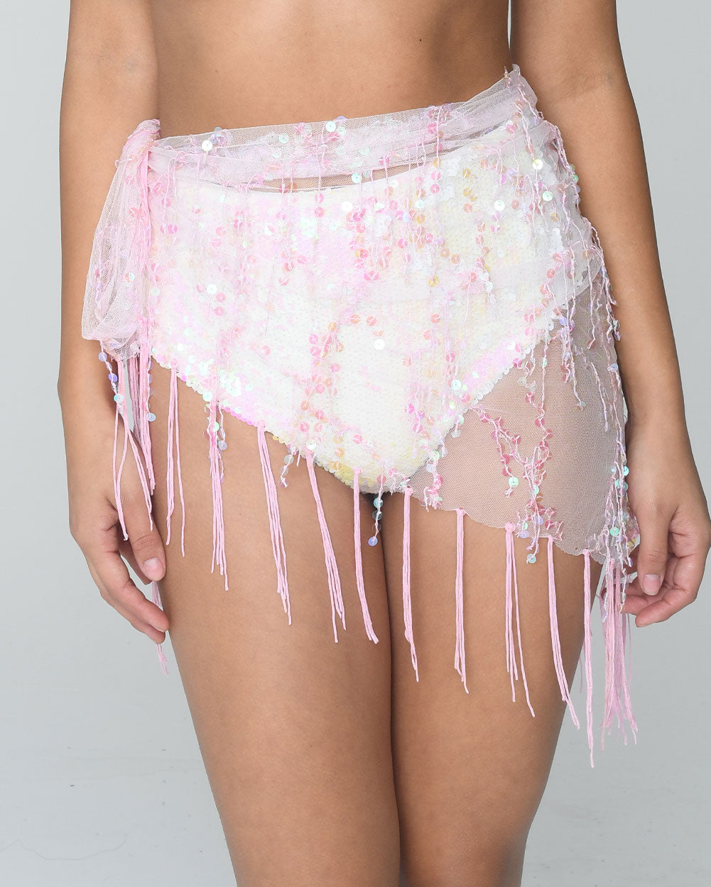 Pink Tassel Mini Sequin Skirt
