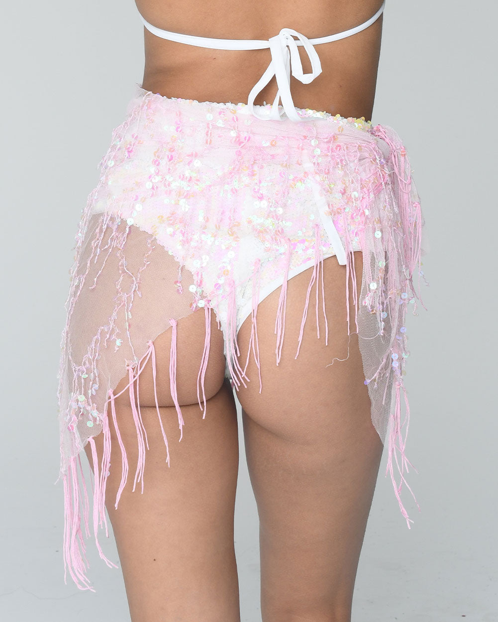 Pink Tassel Mini Sequin Skirt