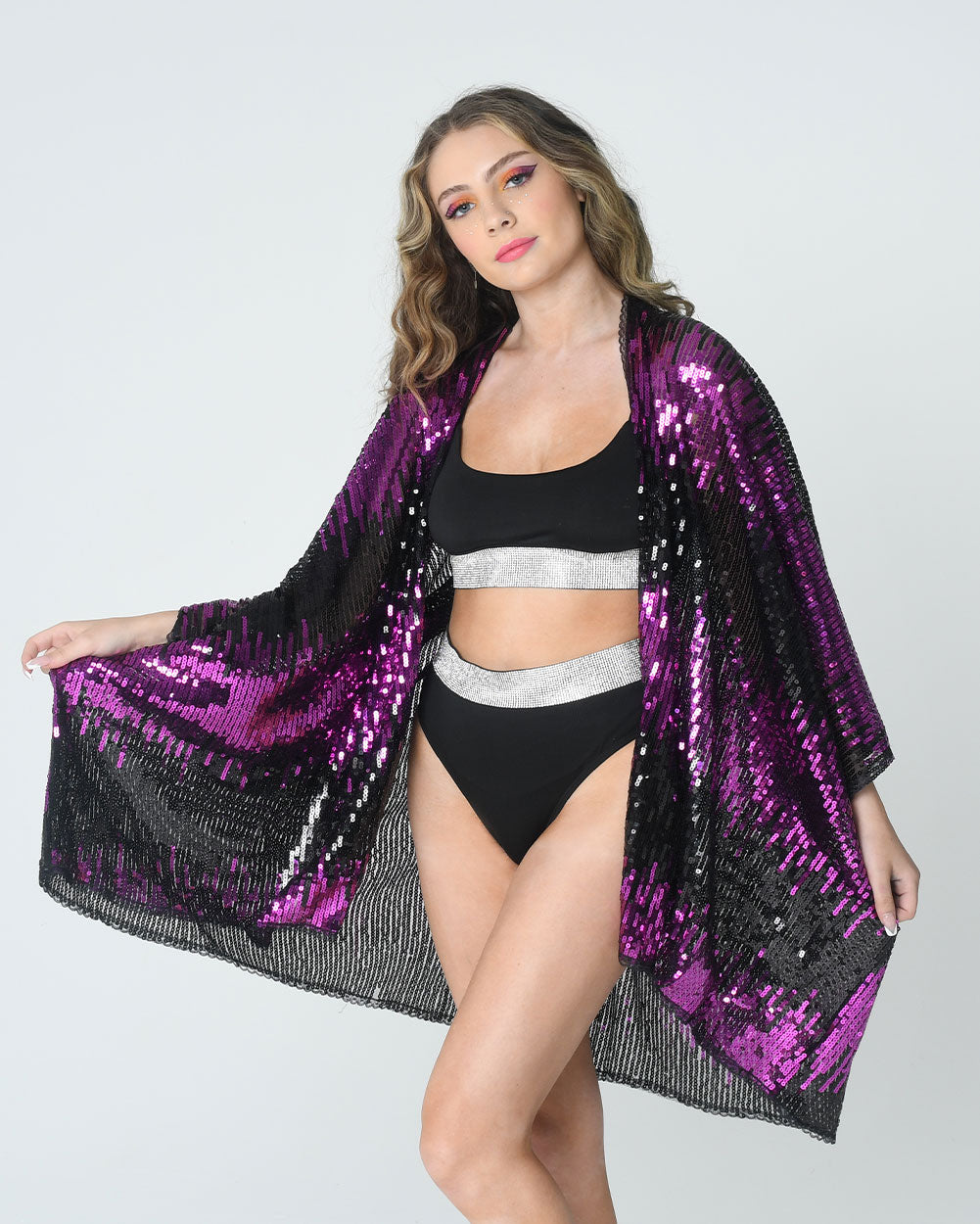 Disco Sequin Kimono - Rose Pink