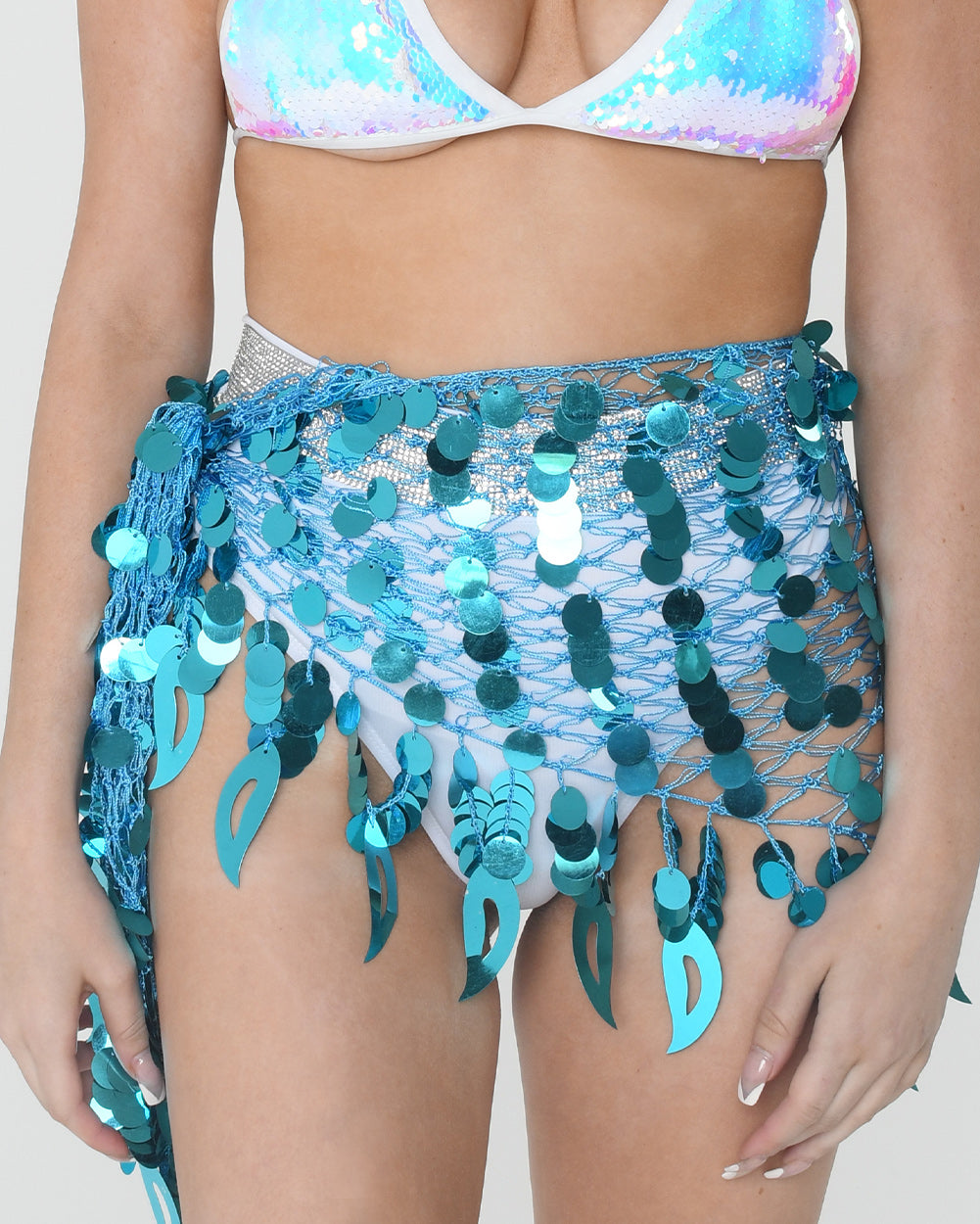 Aqua Sequin Wrap Skirt