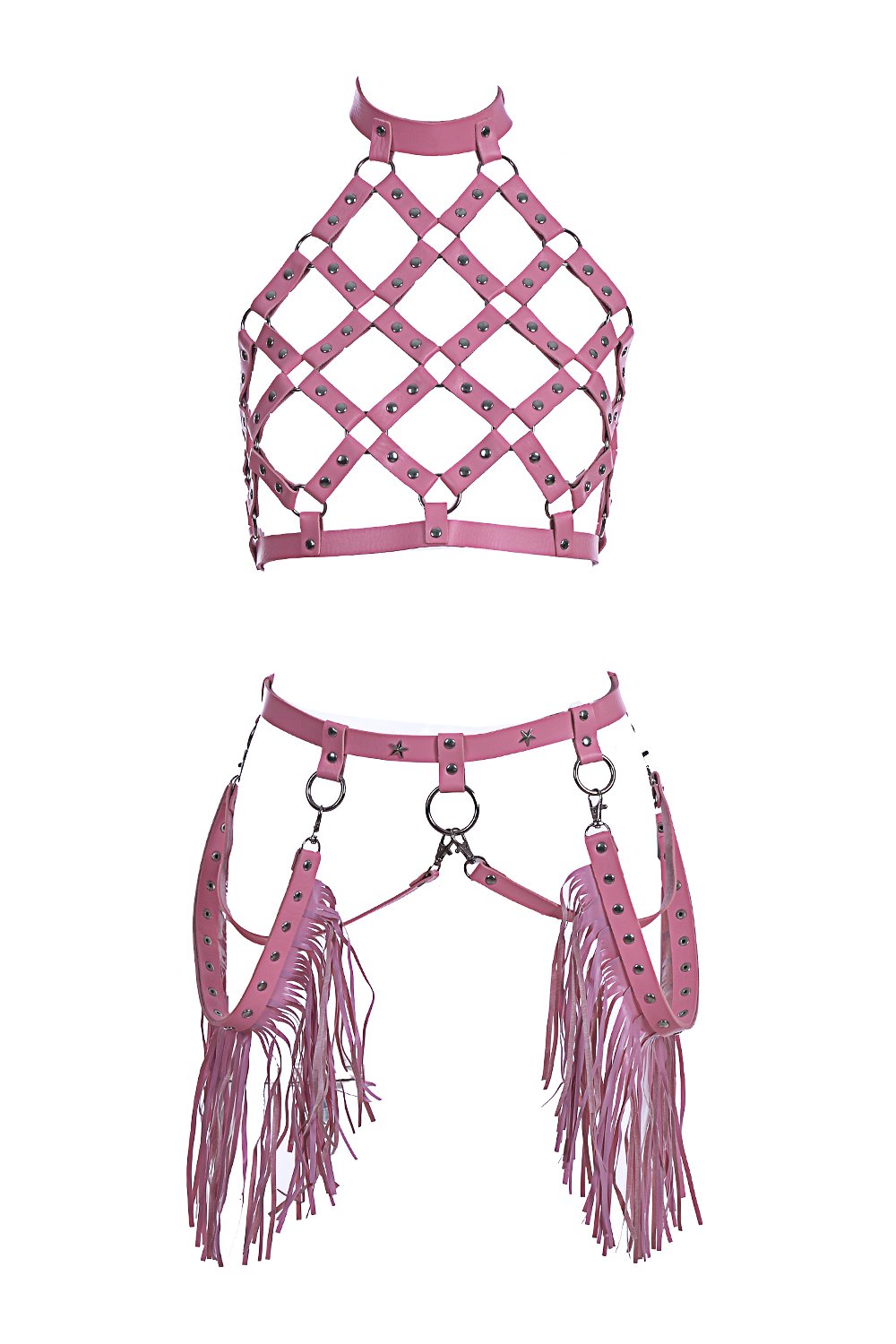 Miss Pink Vegan Leather Harness Set