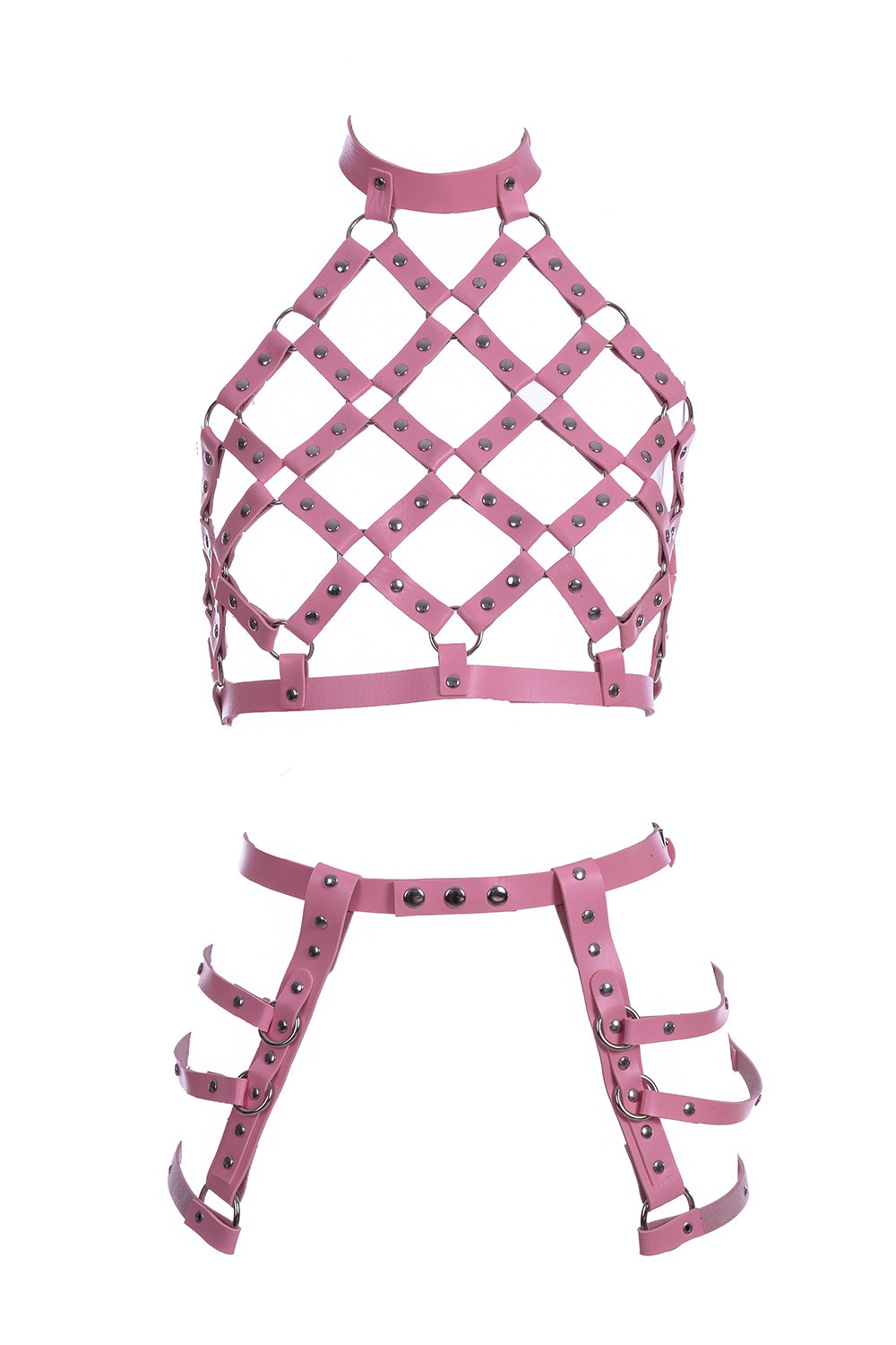Miss Pink Vegan Leather Harness Set